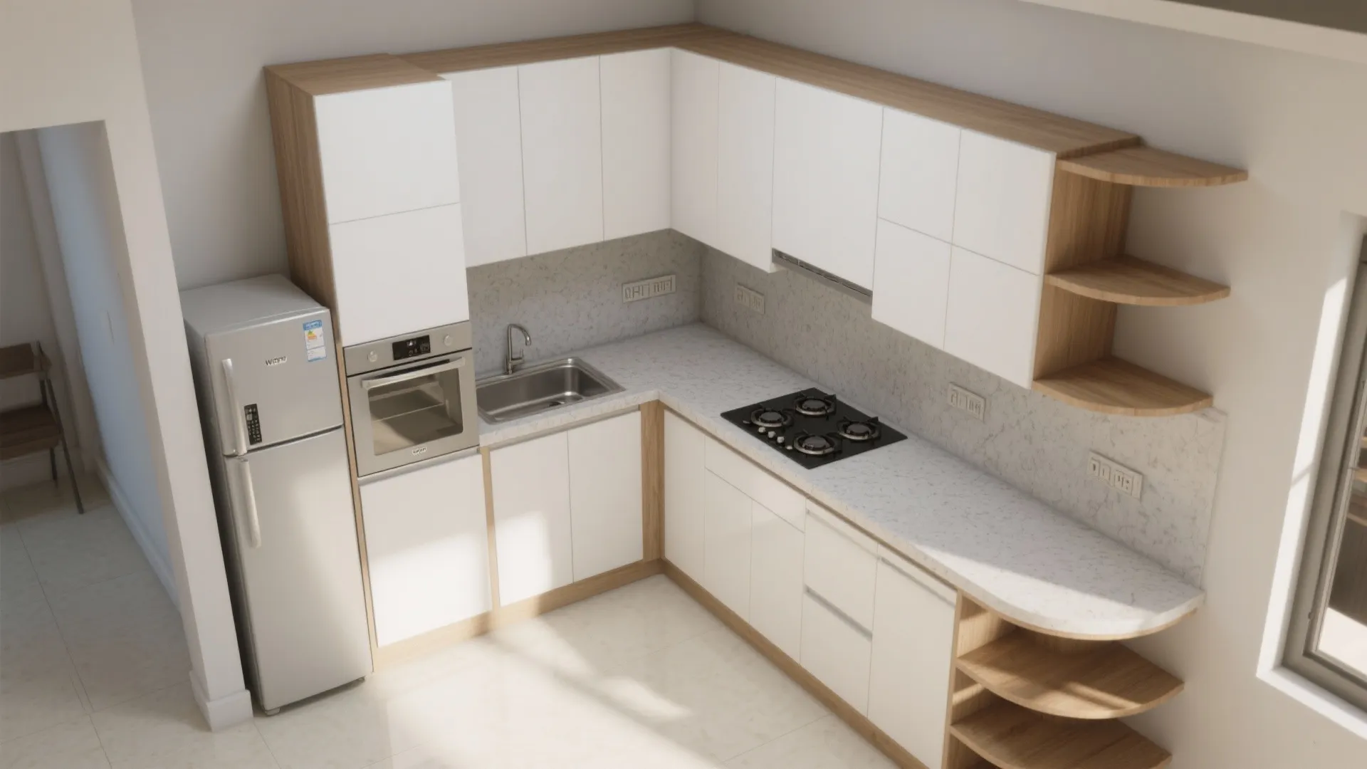 An L-Shaped Layout to Free More Counter Space