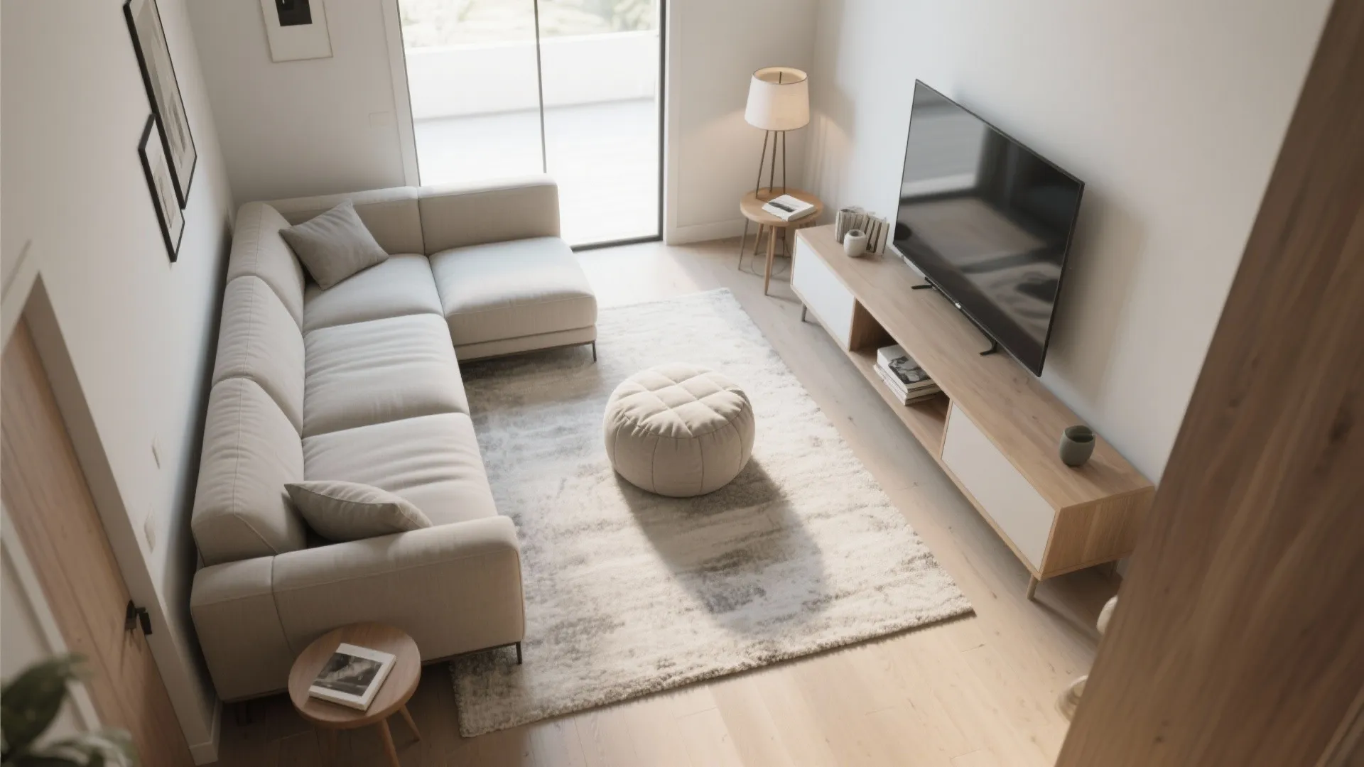 2) L-Shaped Two-Sofa Layout for Corner Efficiency