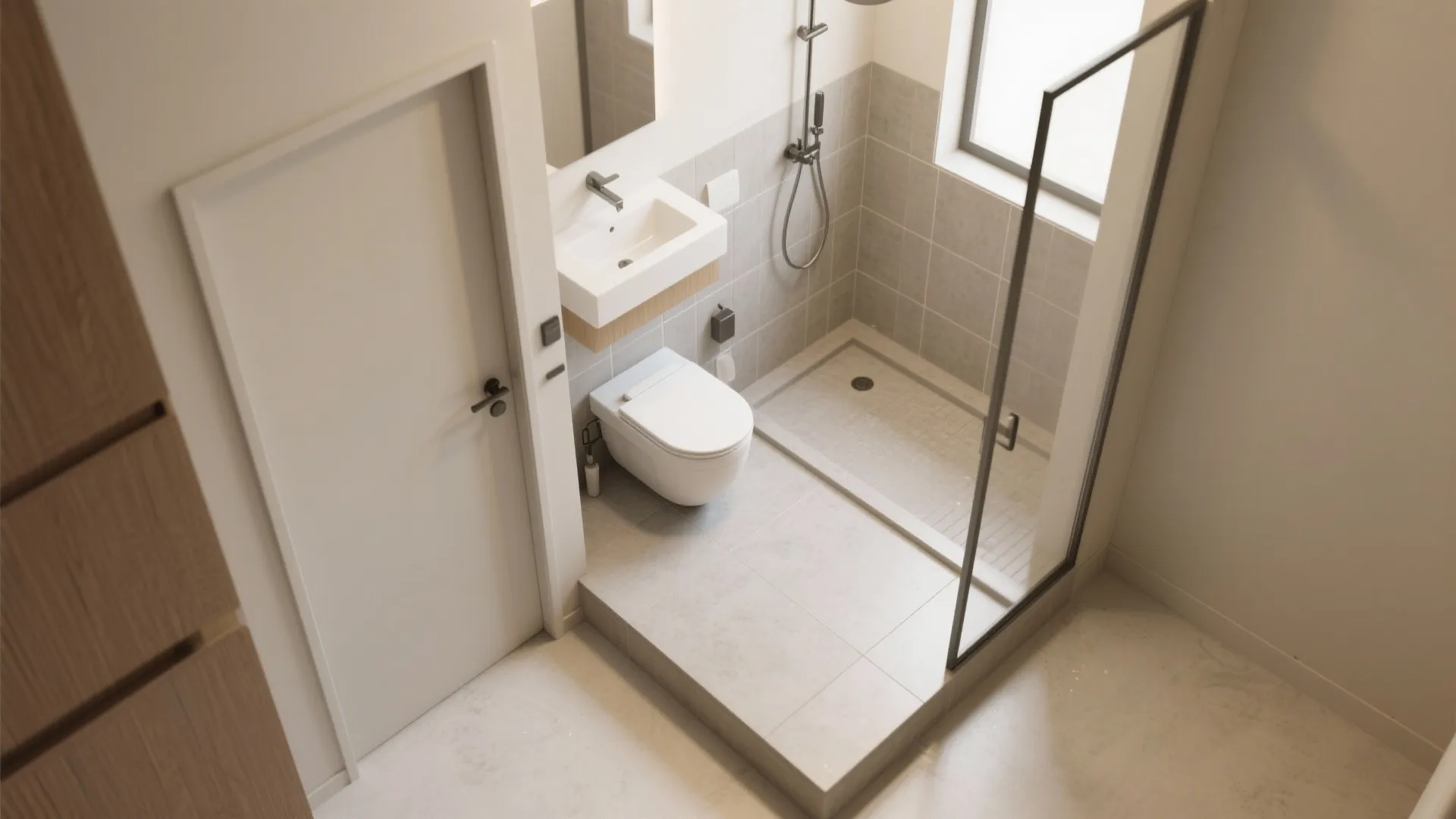 L-shaped micro bathroom zoning