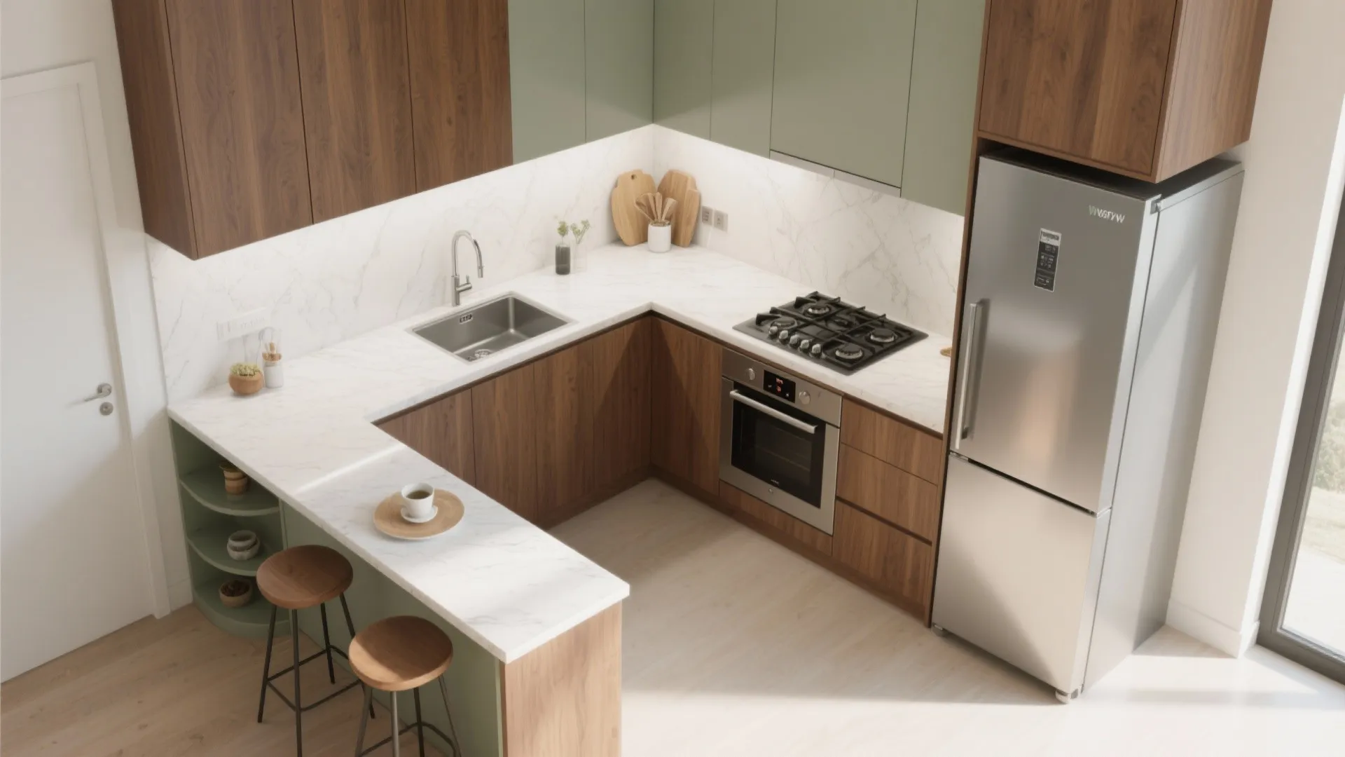 L-Shaped Kitchen That Doubles as Social Hub