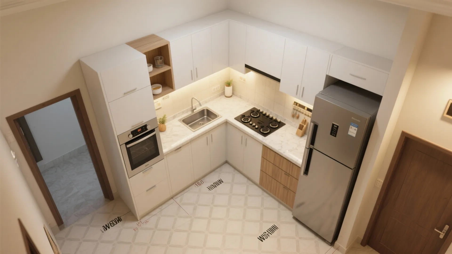 L-shaped kitchen layout to unlock counter space