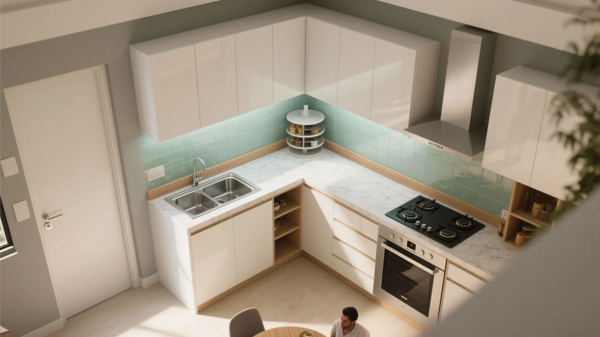 L-shaped layout in a small kitchen