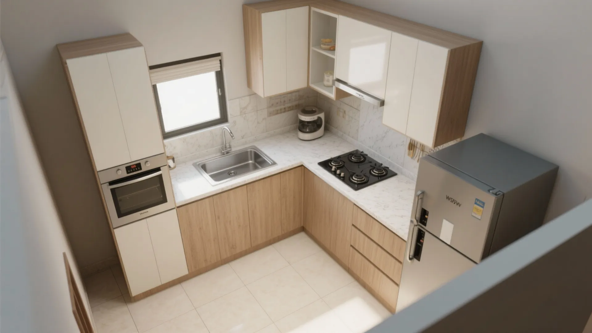 L-Shaped Kitchen Layout That Frees Counter Space