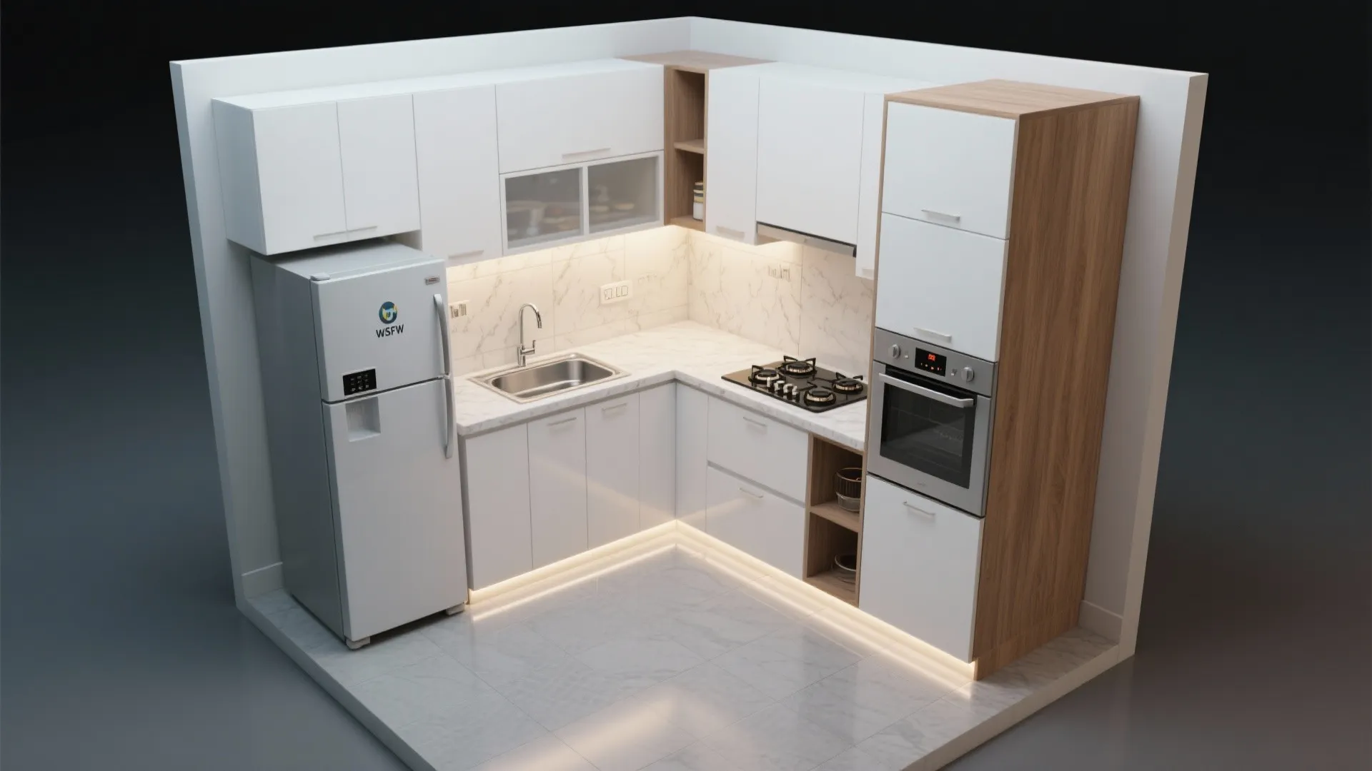 L-Shaped Kitchen Layout to Free Counter Space