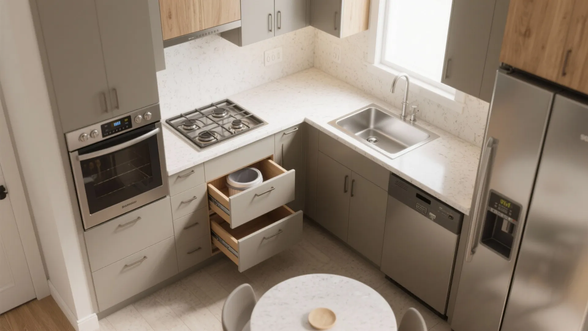 Smart L-Shaped Small Kitchen Layout