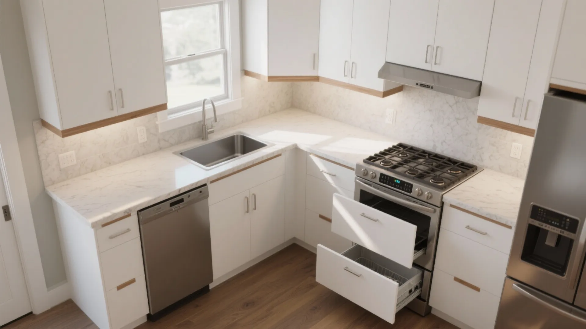 L-shaped small kitchen layout