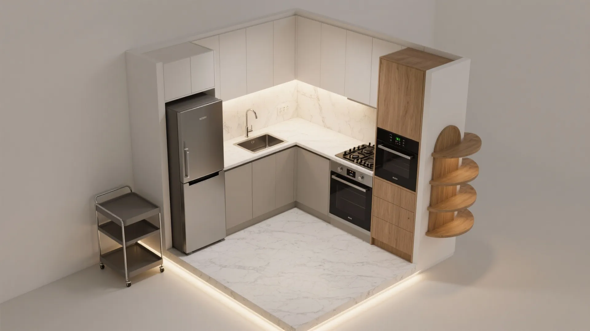 L-shaped kitchenette for a smoother workflow