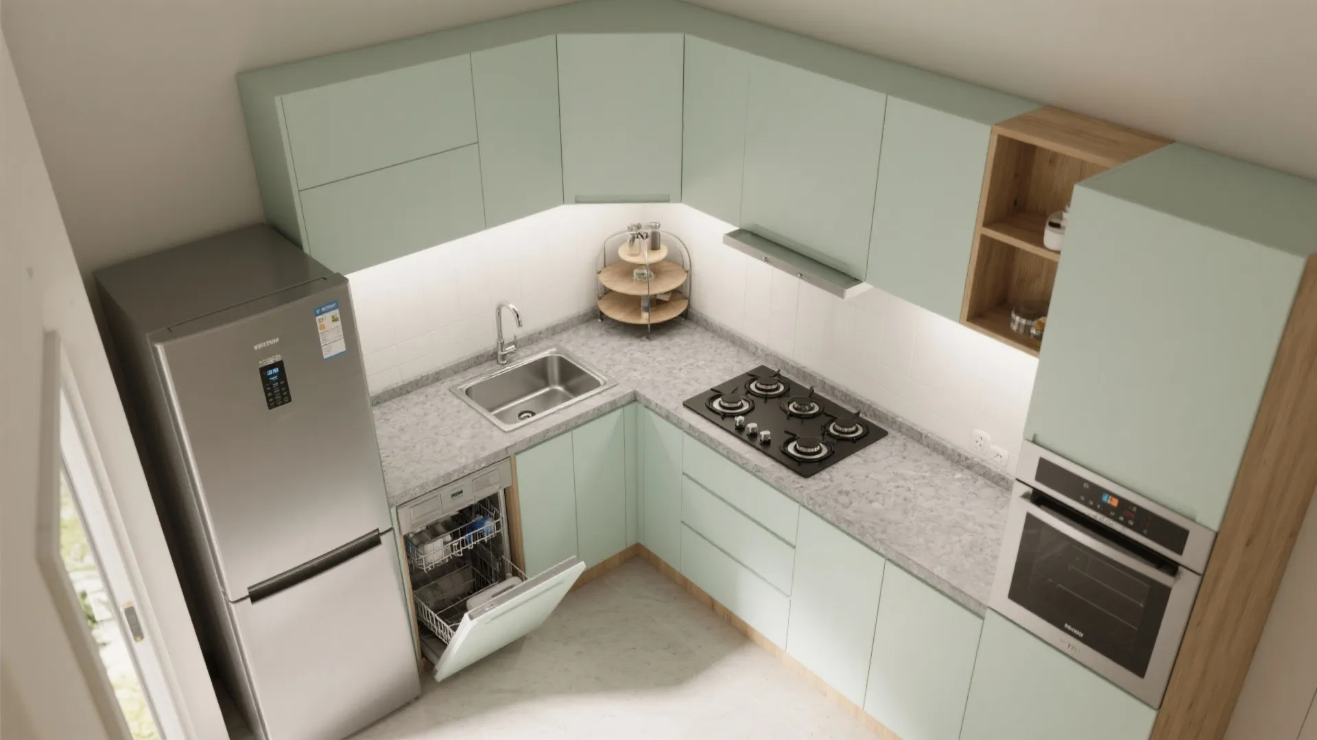 Smart L-Shaped Layout for a Small Kitchen