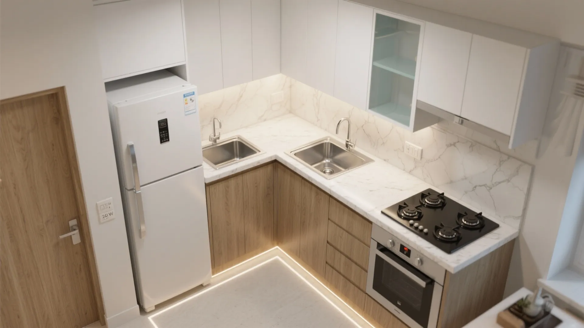 L-Shaped Layout That Respects The Work Triangle