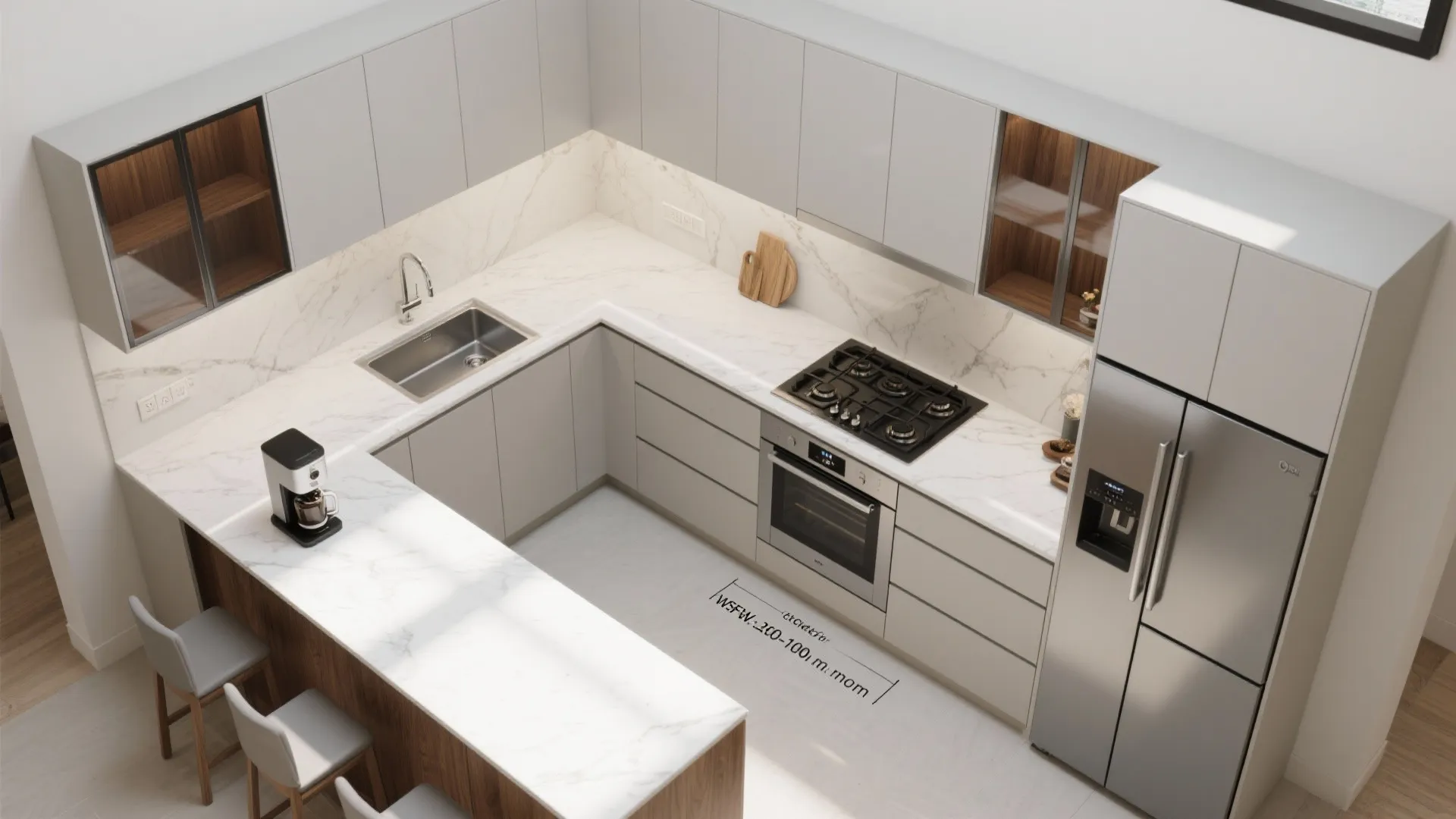 Compact L-Shaped Layout for Flow and Prep Space