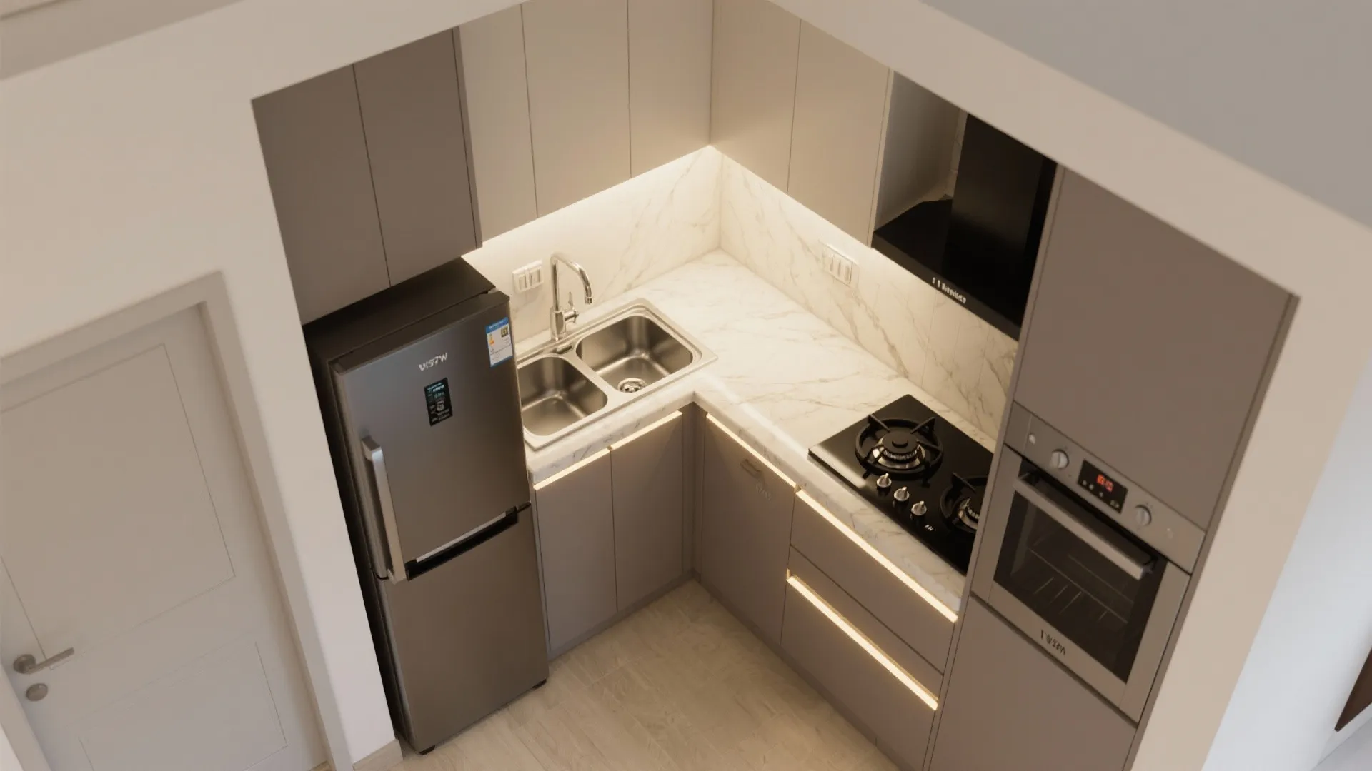 L-Shaped Small Kitchen Layout