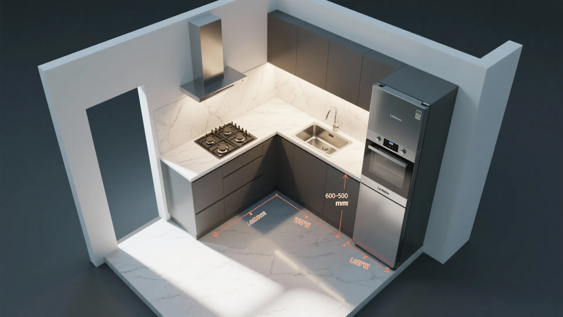 L-Shaped Layout to Free Counter Space