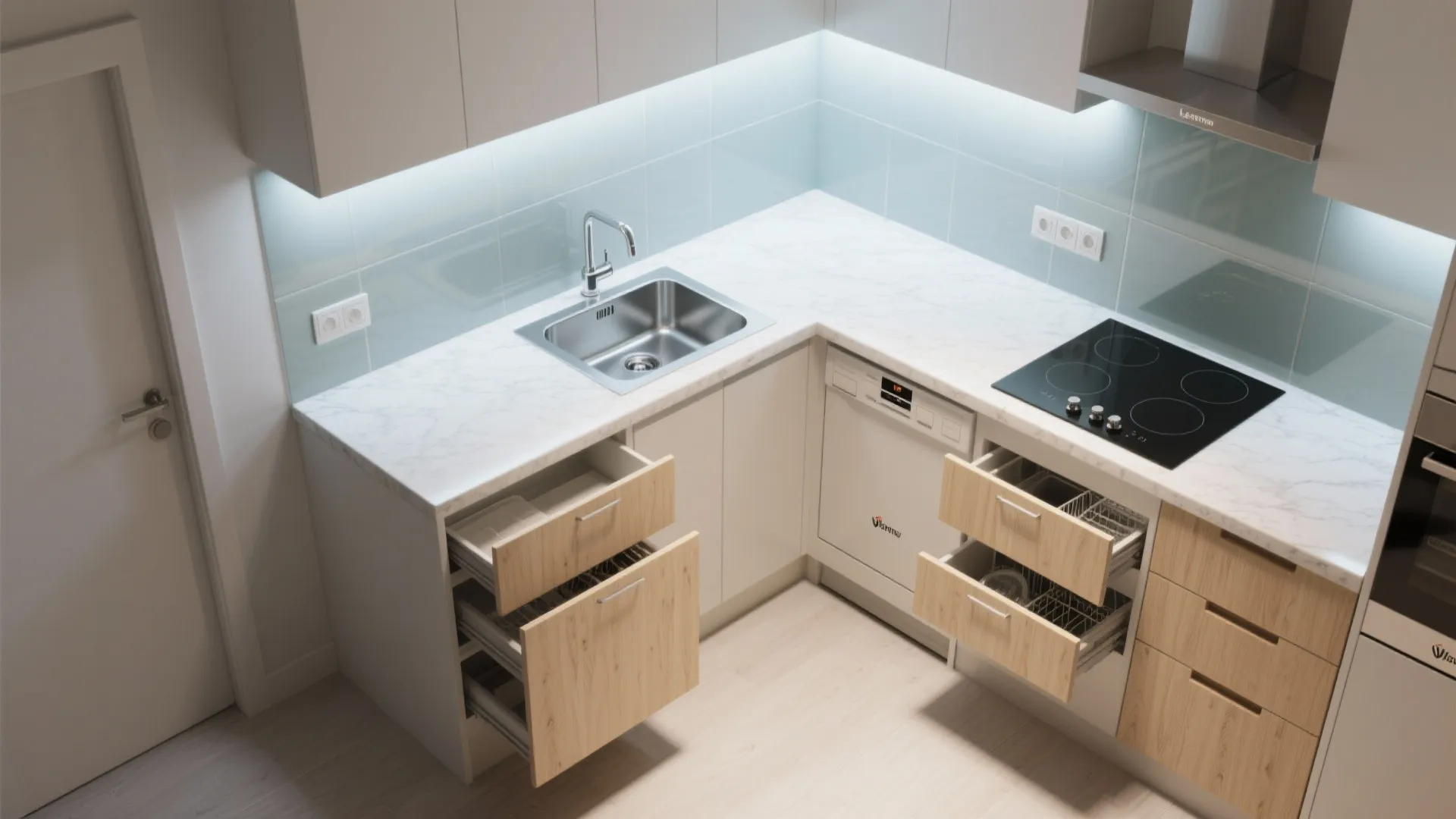 L-Shaped Layout That Frees Counter Space