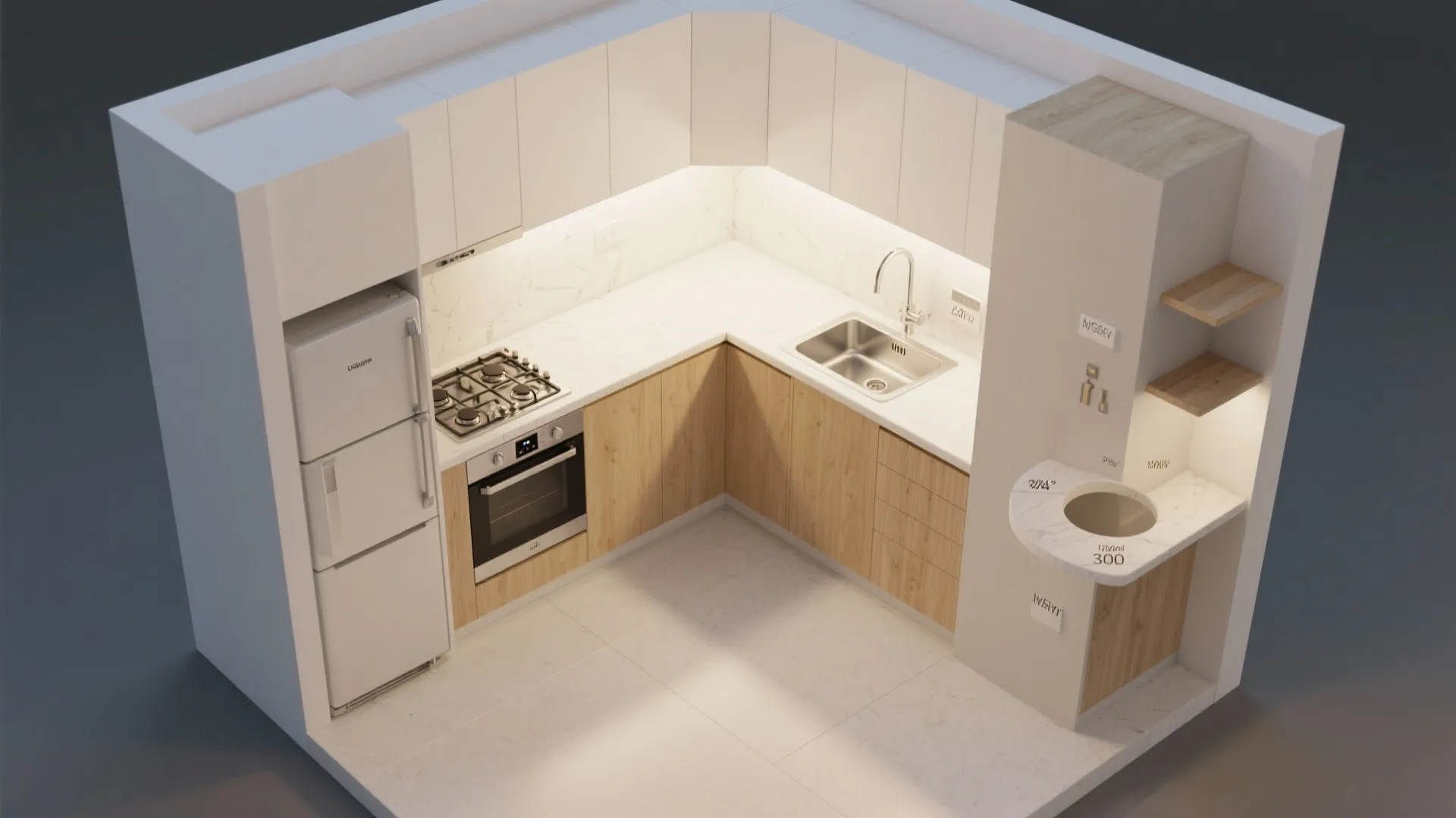 L-Shaped Layout to Free Counter Space