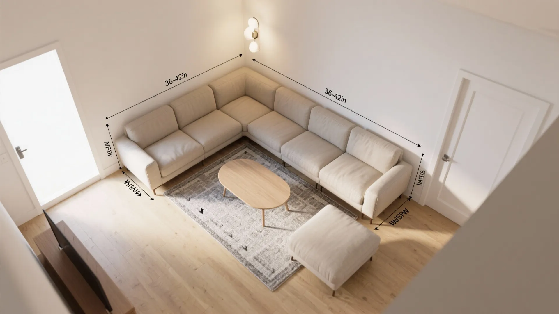 L-Shape with Two Sofas (One Full, One Apartment-Size)