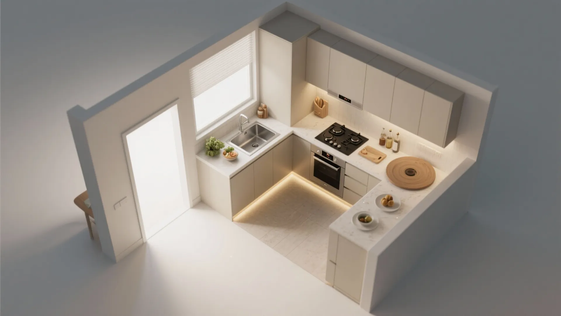 L-Shaped Layout to Maximize Counter Space