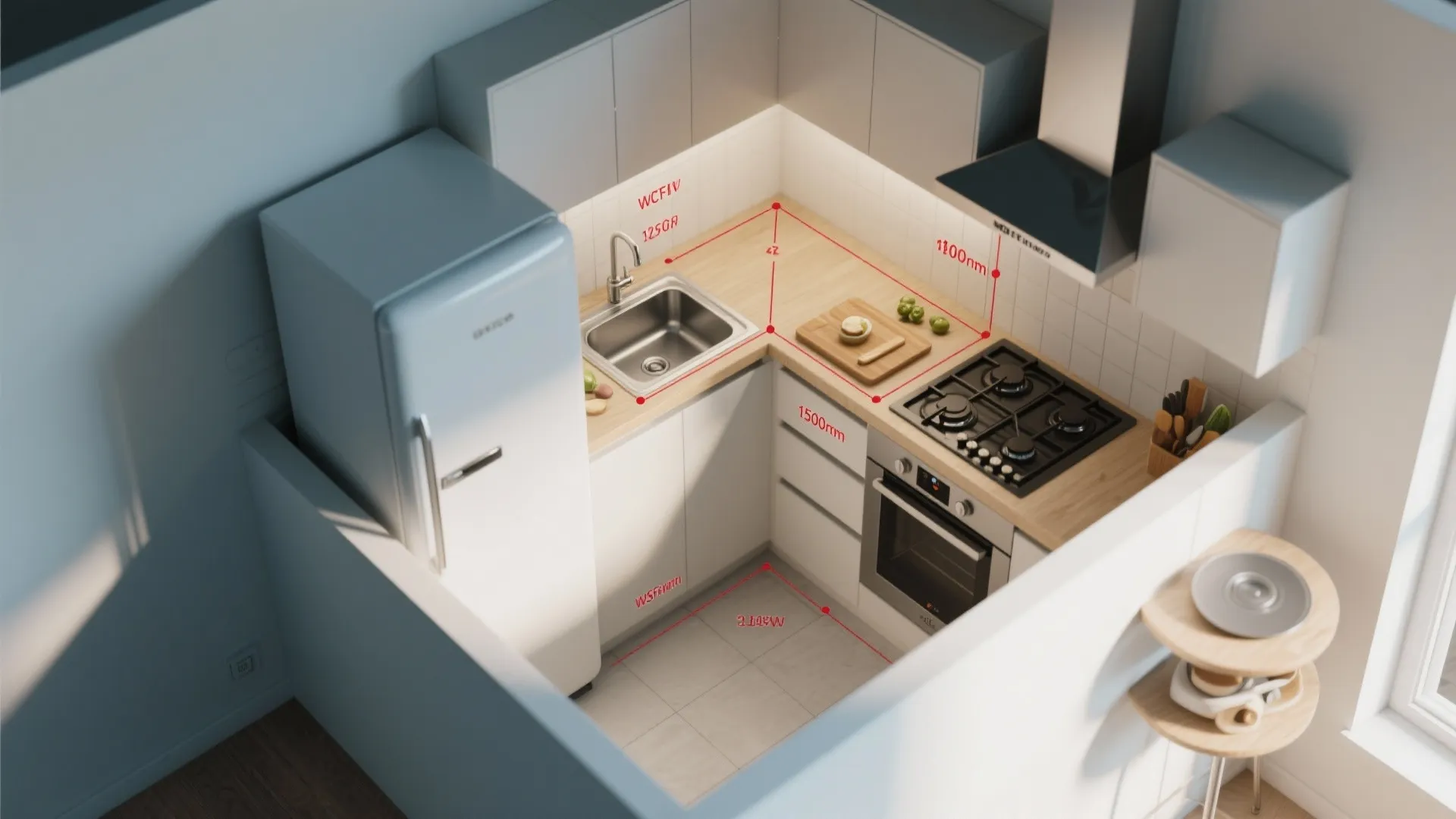 L-Shaped Layout for More Counter Space