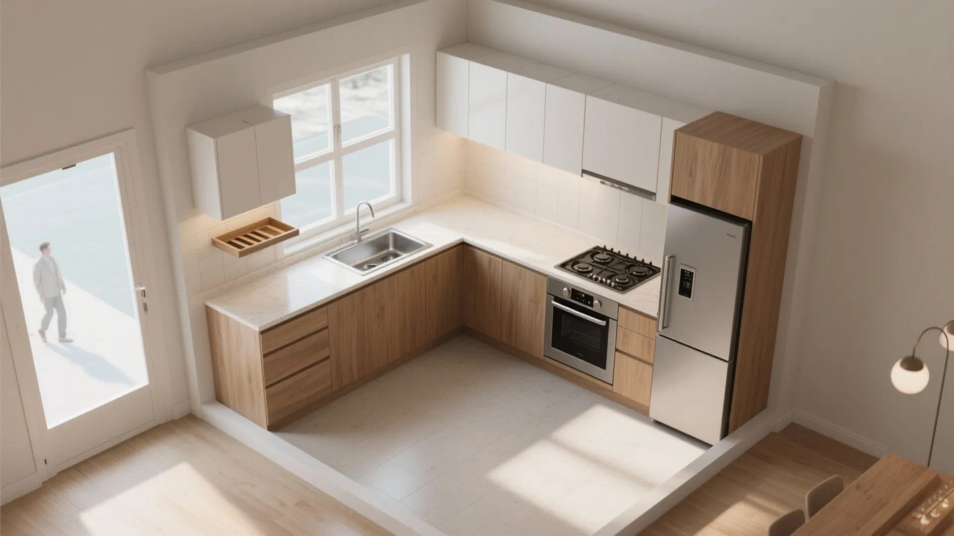 L-shaped layout that unlocks counter space