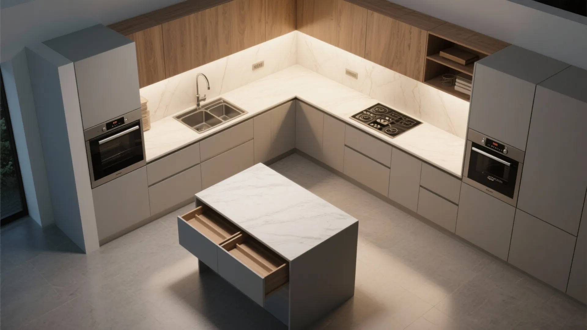 L-Shaped Layout to Free Counter Space