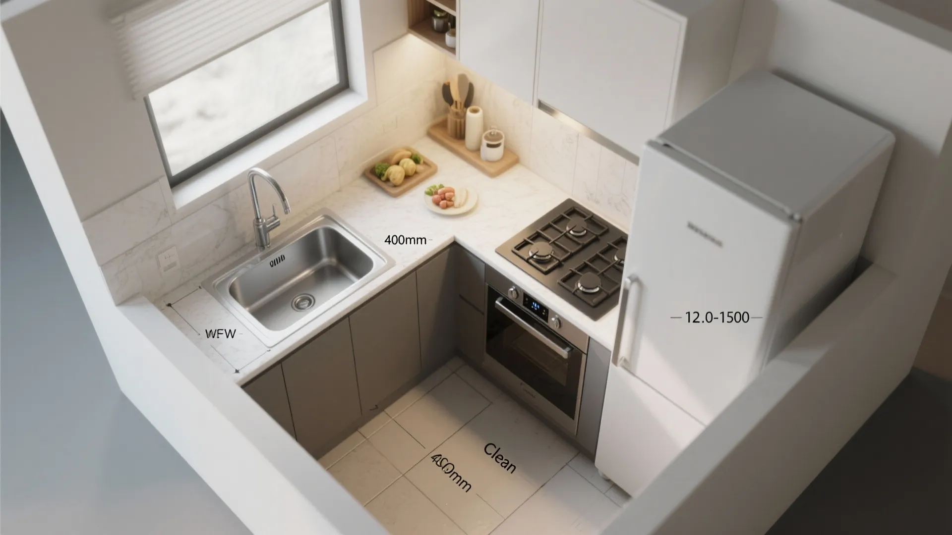 Ergonomic L-Shape for a 2 BHK Modular Kitchen
