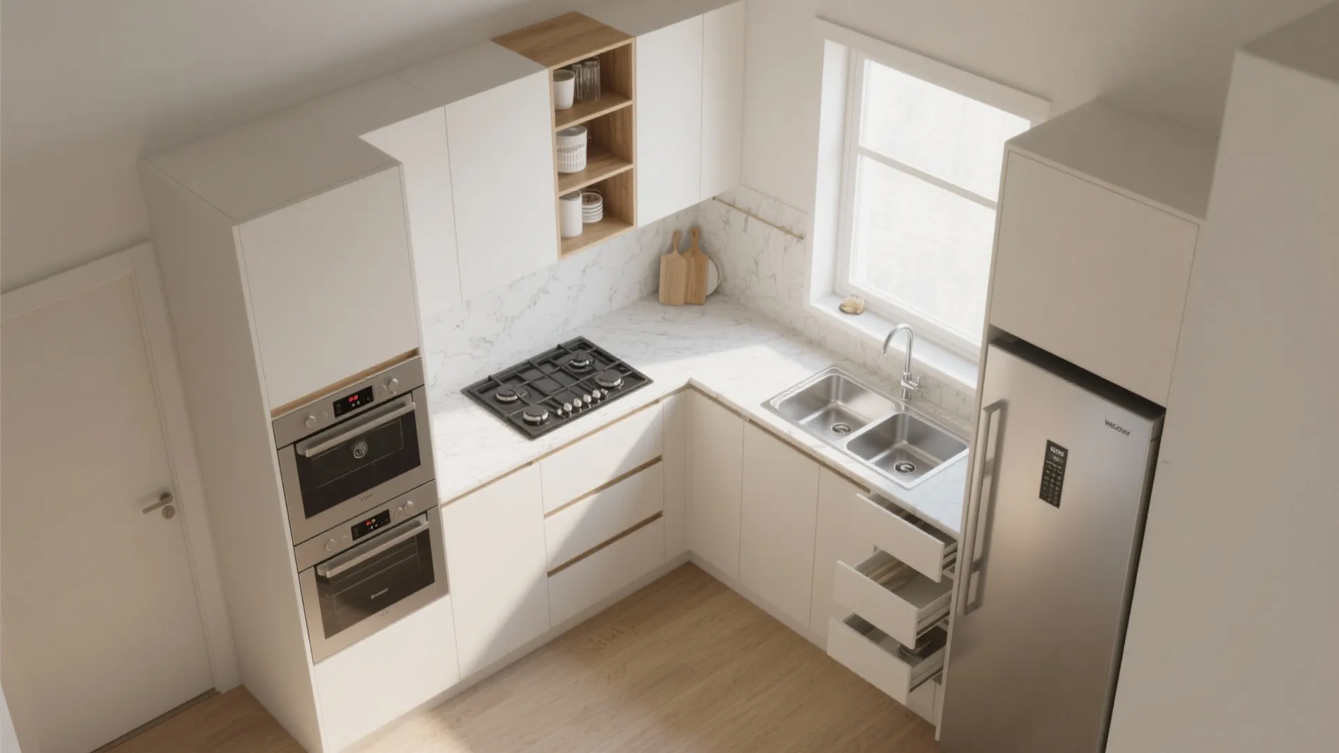 L-Shaped Layout to Free More Counter Space