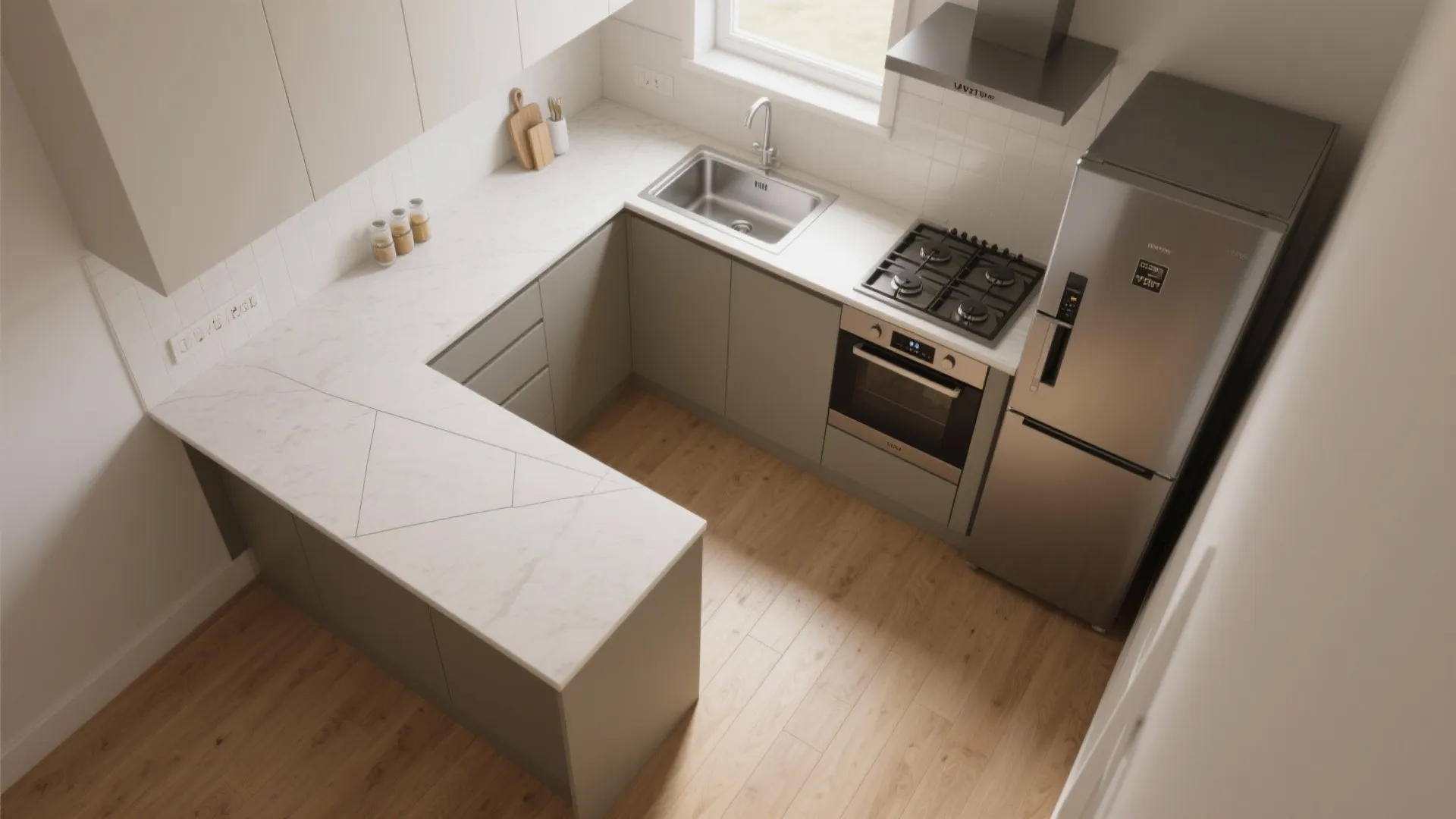 L-Shaped Layout That Respects the Work Triangle