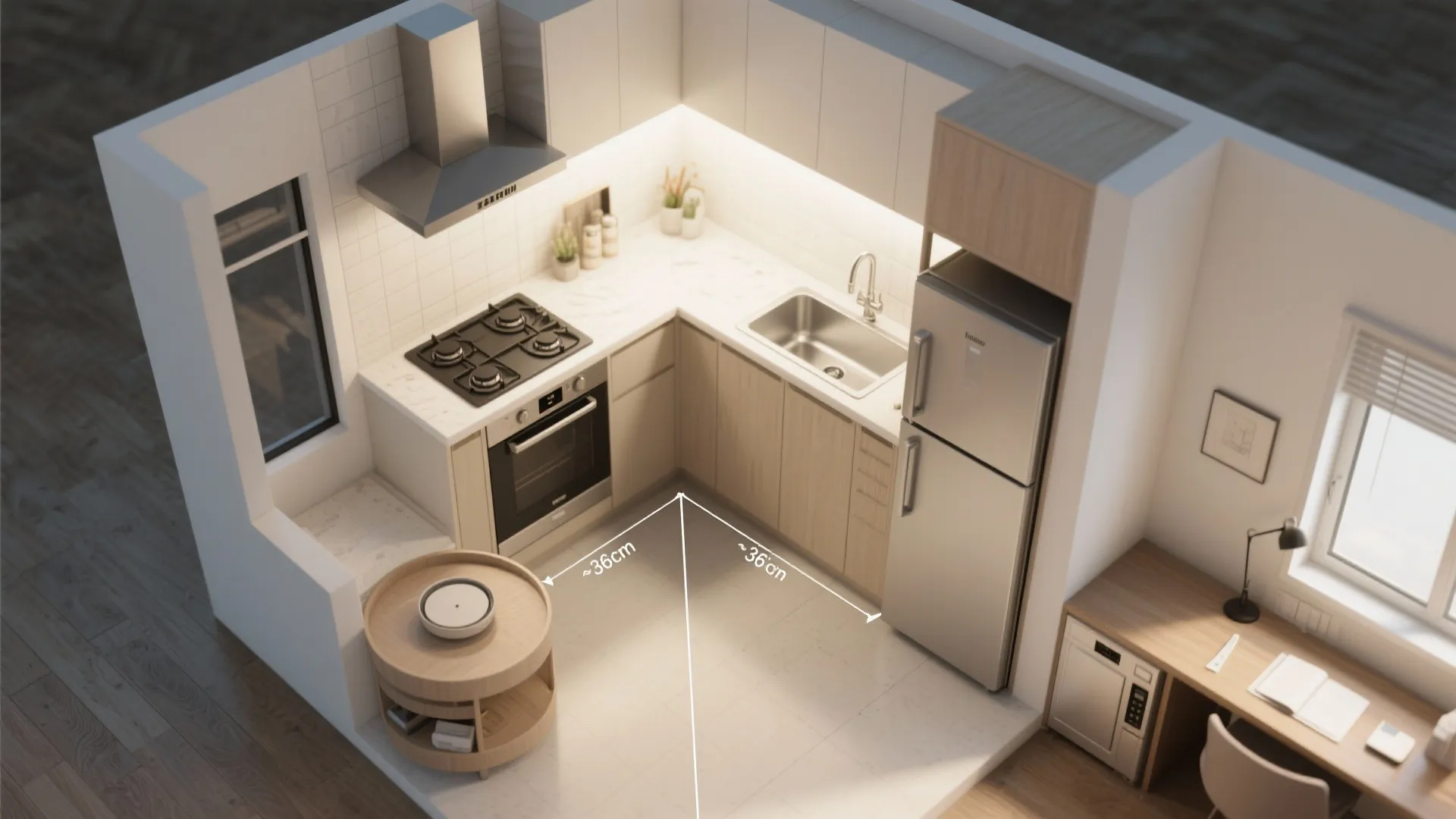 L-Shaped Layout to Free Counter Space