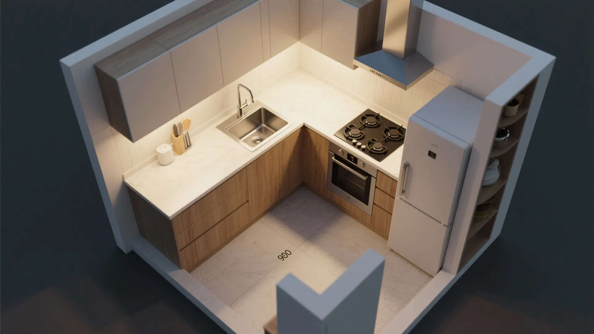 L-Shaped Layout to Free Counter Space