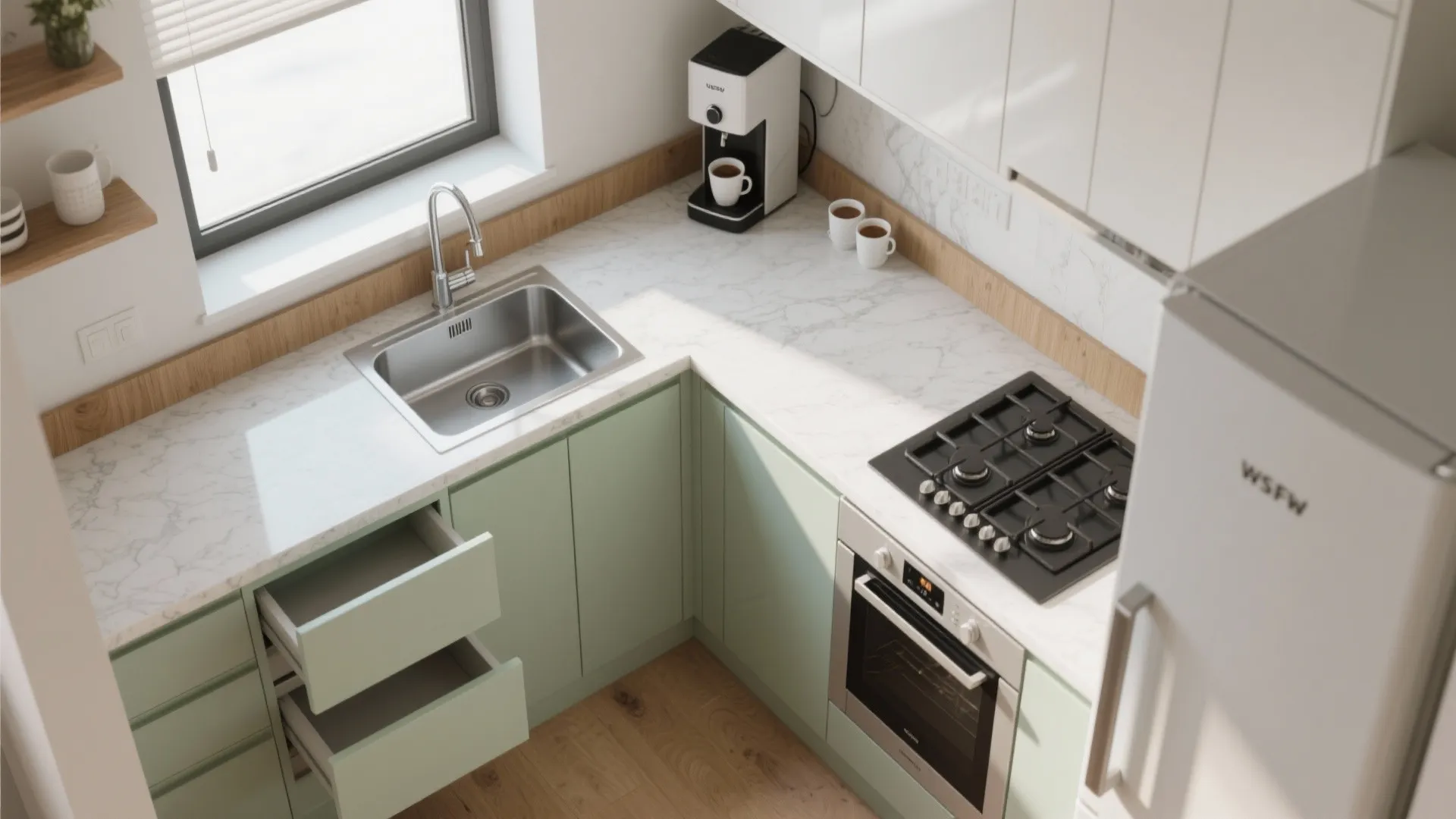 Efficient L-Shaped Layouts in Compact 3 BHK Kitchens