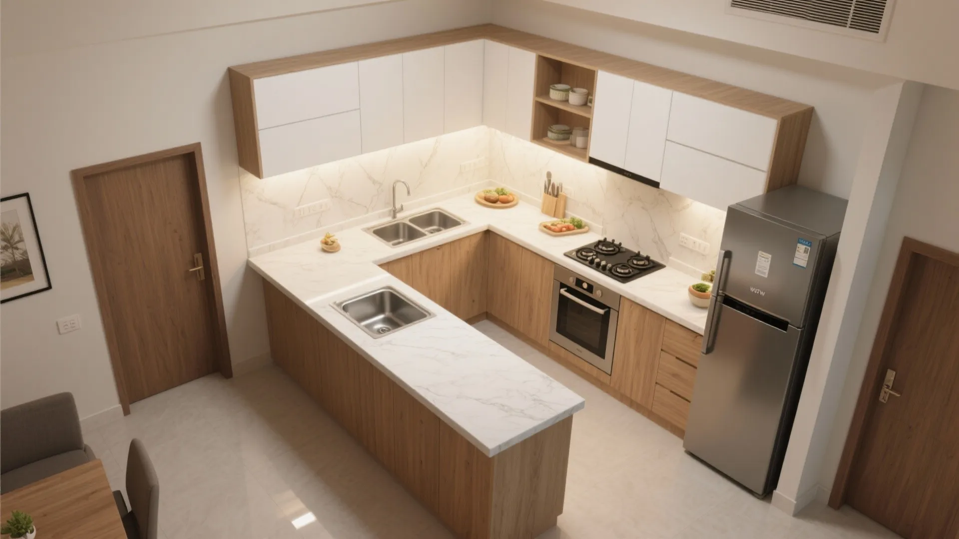 L-Shaped Layout to Free Counter Space