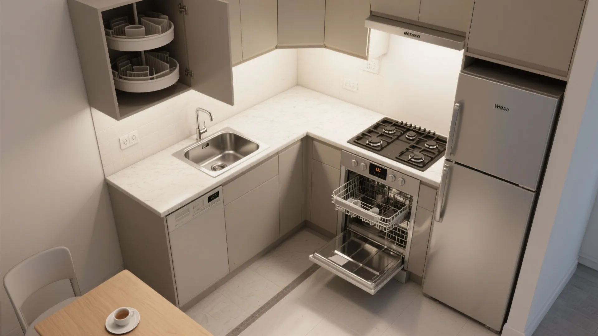 Smart L-shaped layouts that maximize counter continuity