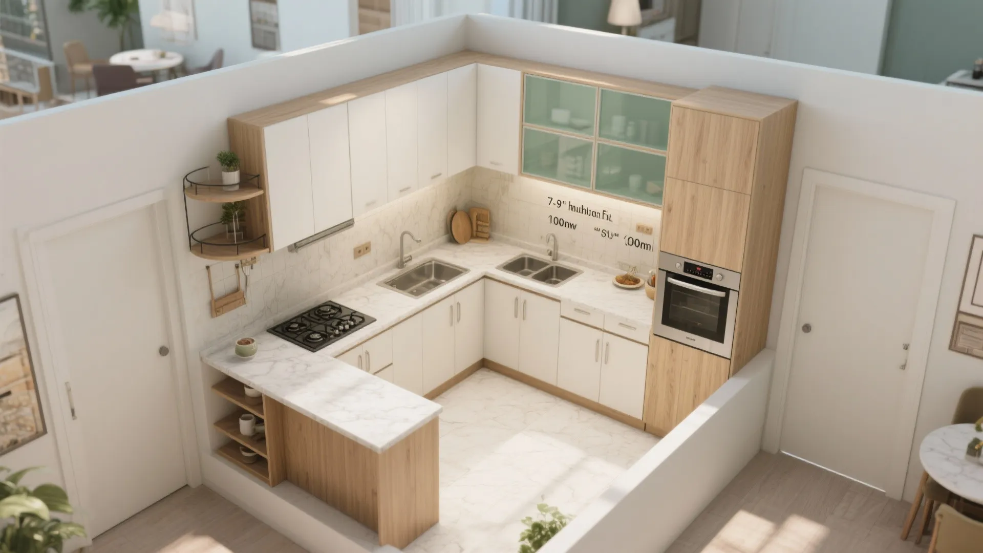 L-shaped layout to unlock more prep area