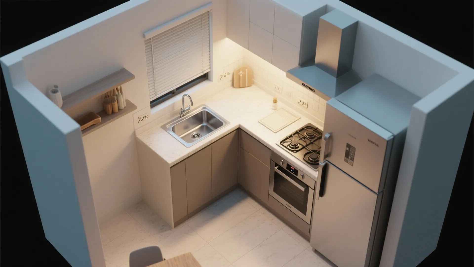 L-shaped layout to unlock more countertop space