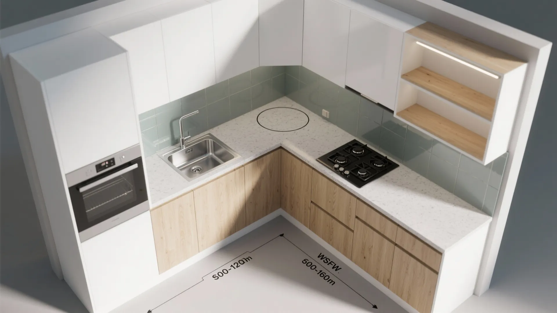 L-Shaped Layout That Frees Counter Space