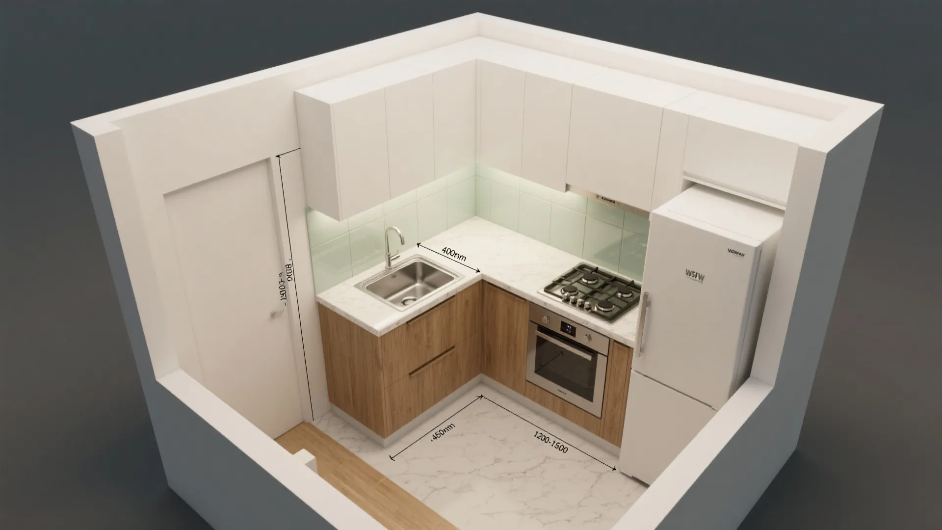 L-Shaped Layout with Optimized Work Triangle