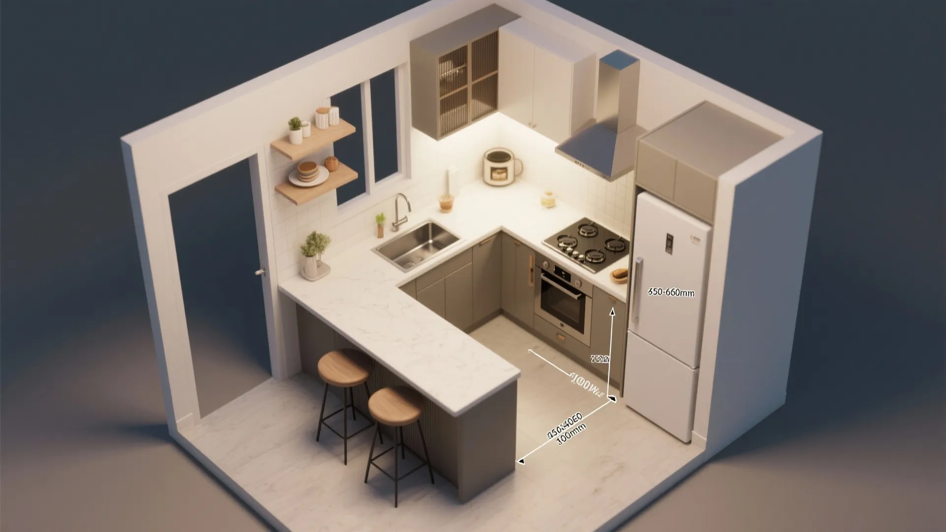 L-Shaped Layout to Maximize Counter Space