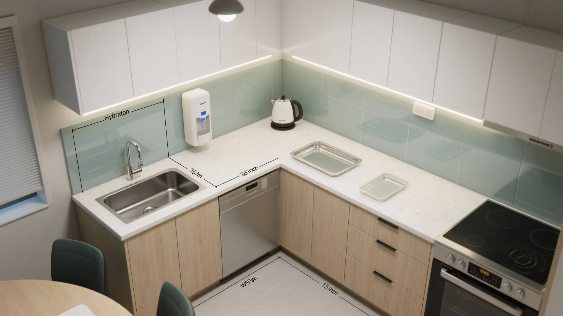 Compact L-shaped layout