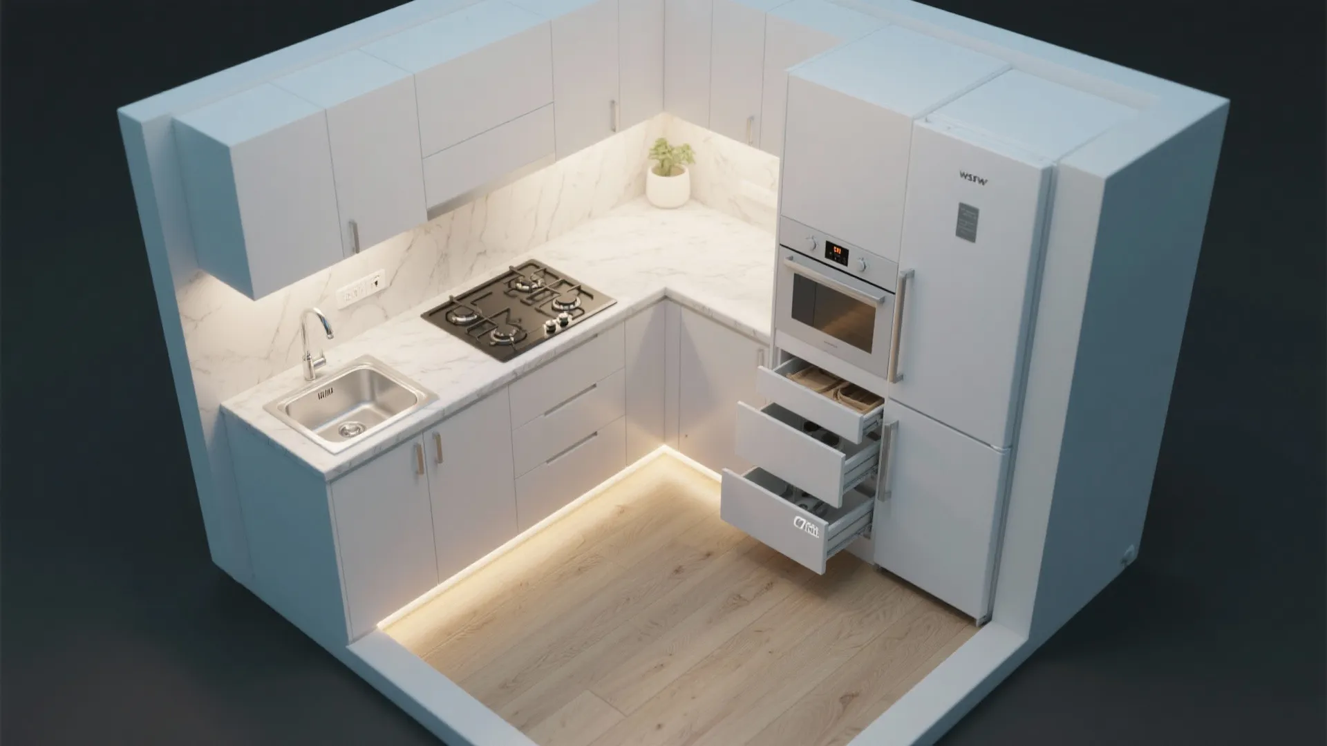 L-Shaped Layout That Frees Up Counter Space