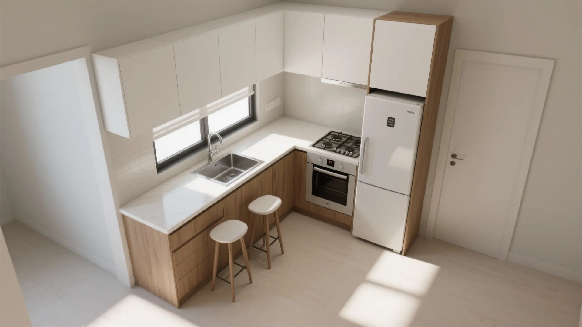 L-Shaped Layout With a Work-Triangle Tweak