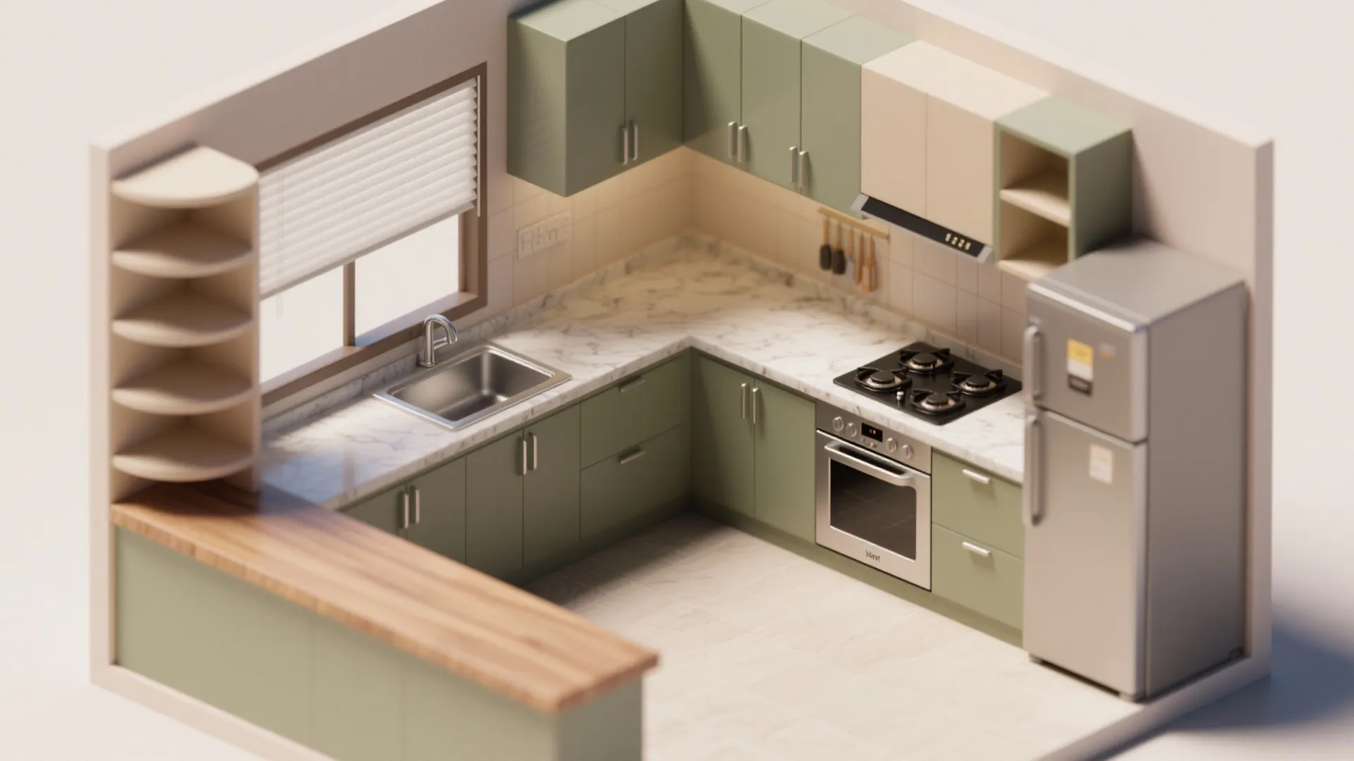 L-Shaped Layout that Respects the Work Triangle