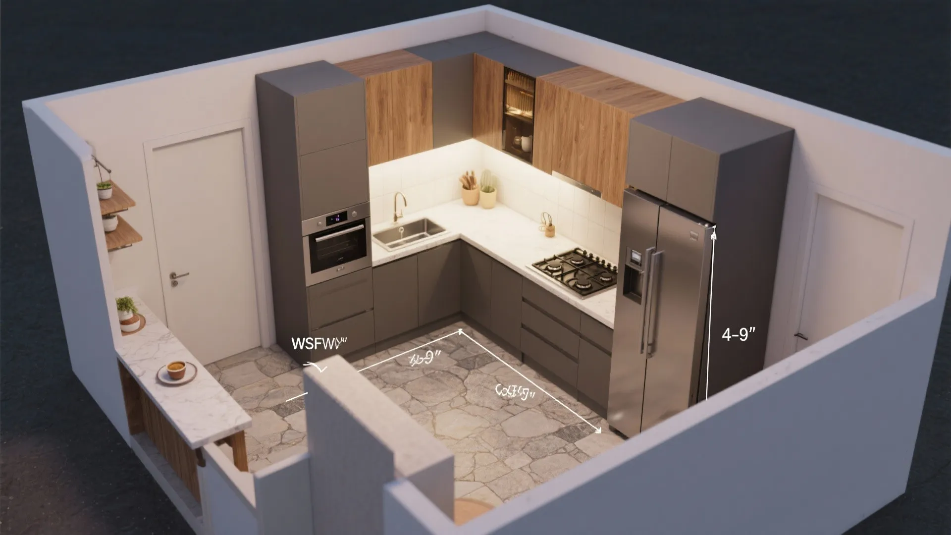 L-Shaped Layout to Free Counter Space