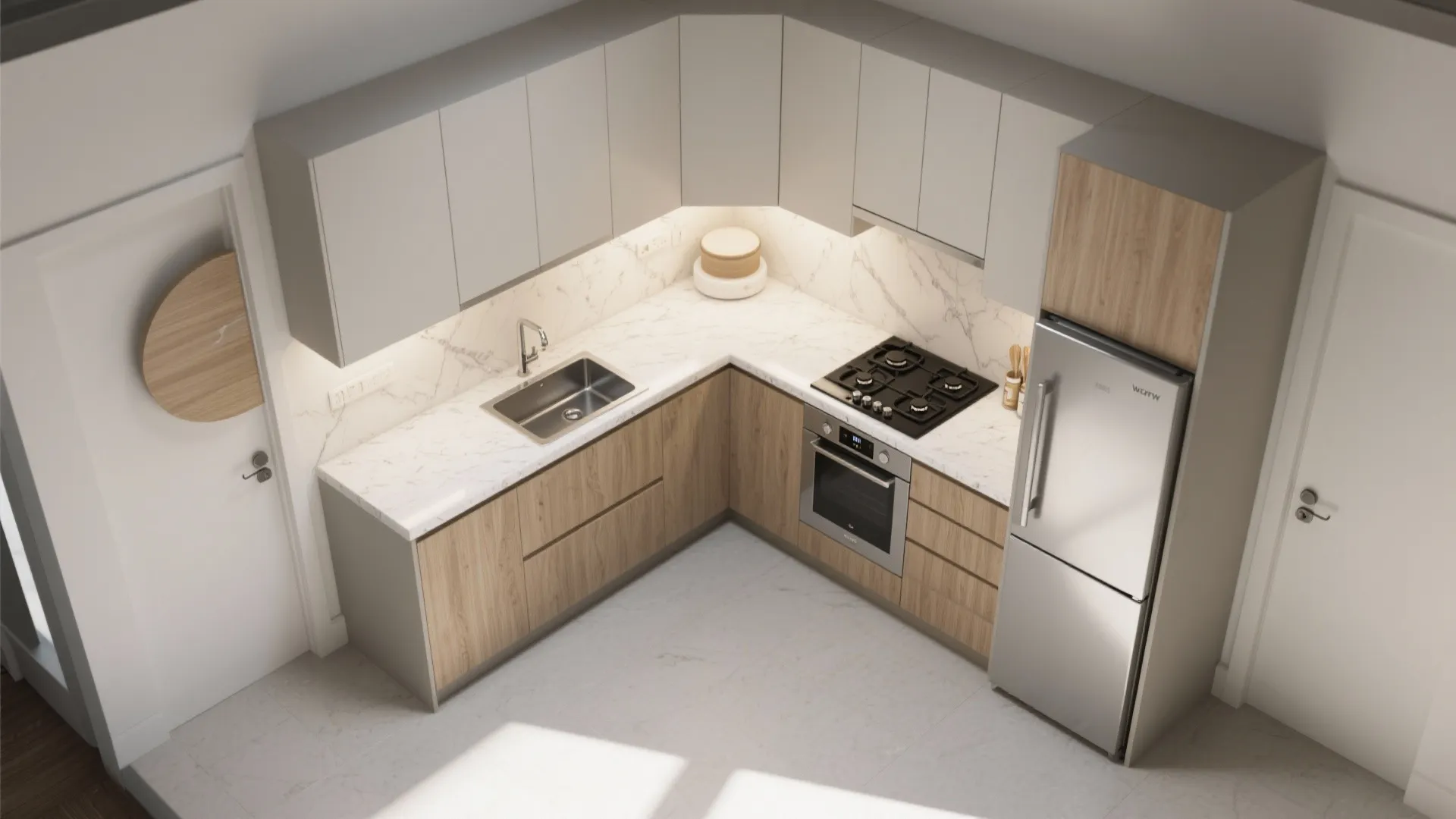 L-shaped kitchen layout for efficient workflows