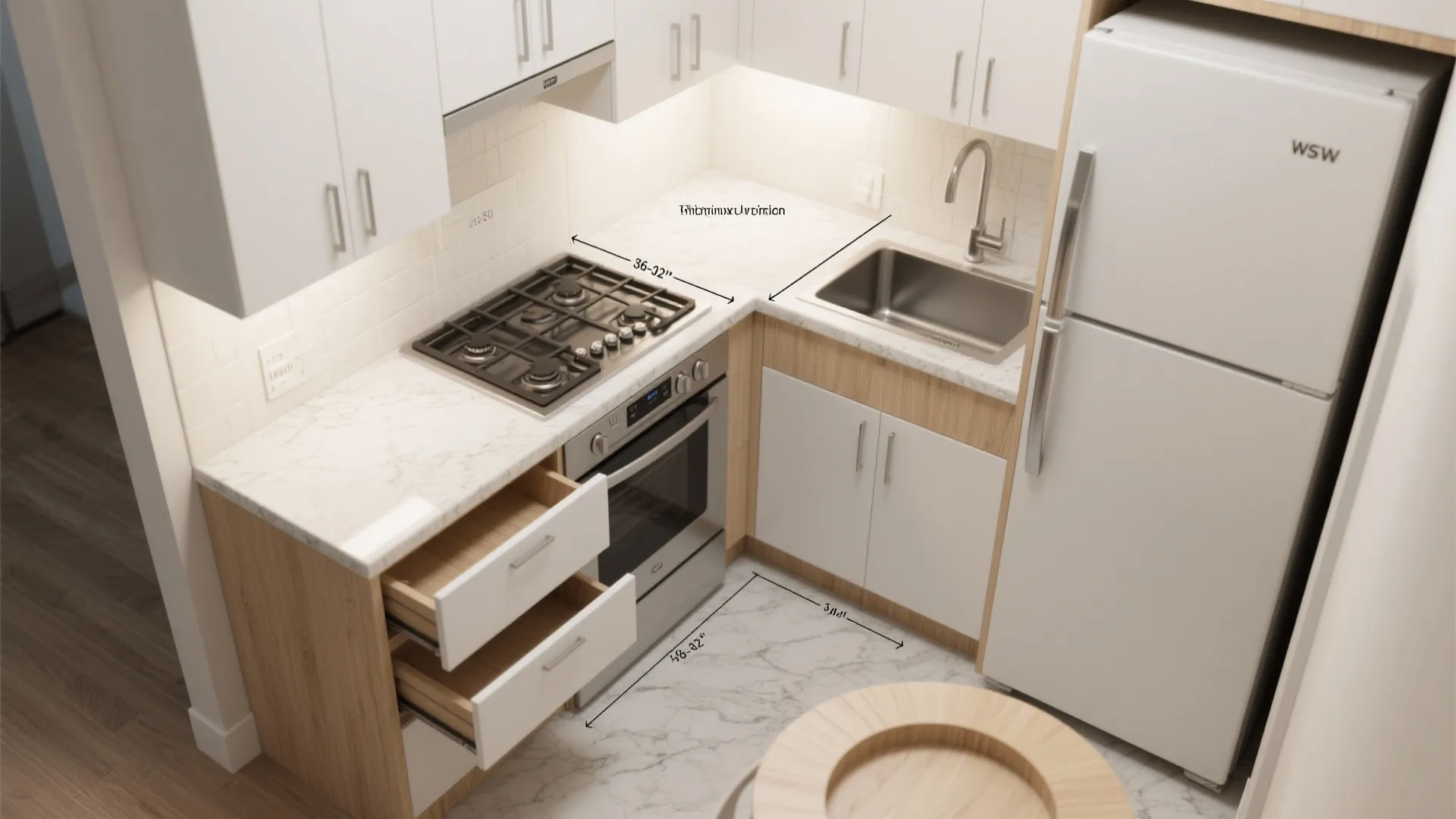 L-Shaped Small Kitchen Layout for Balanced Workflow
