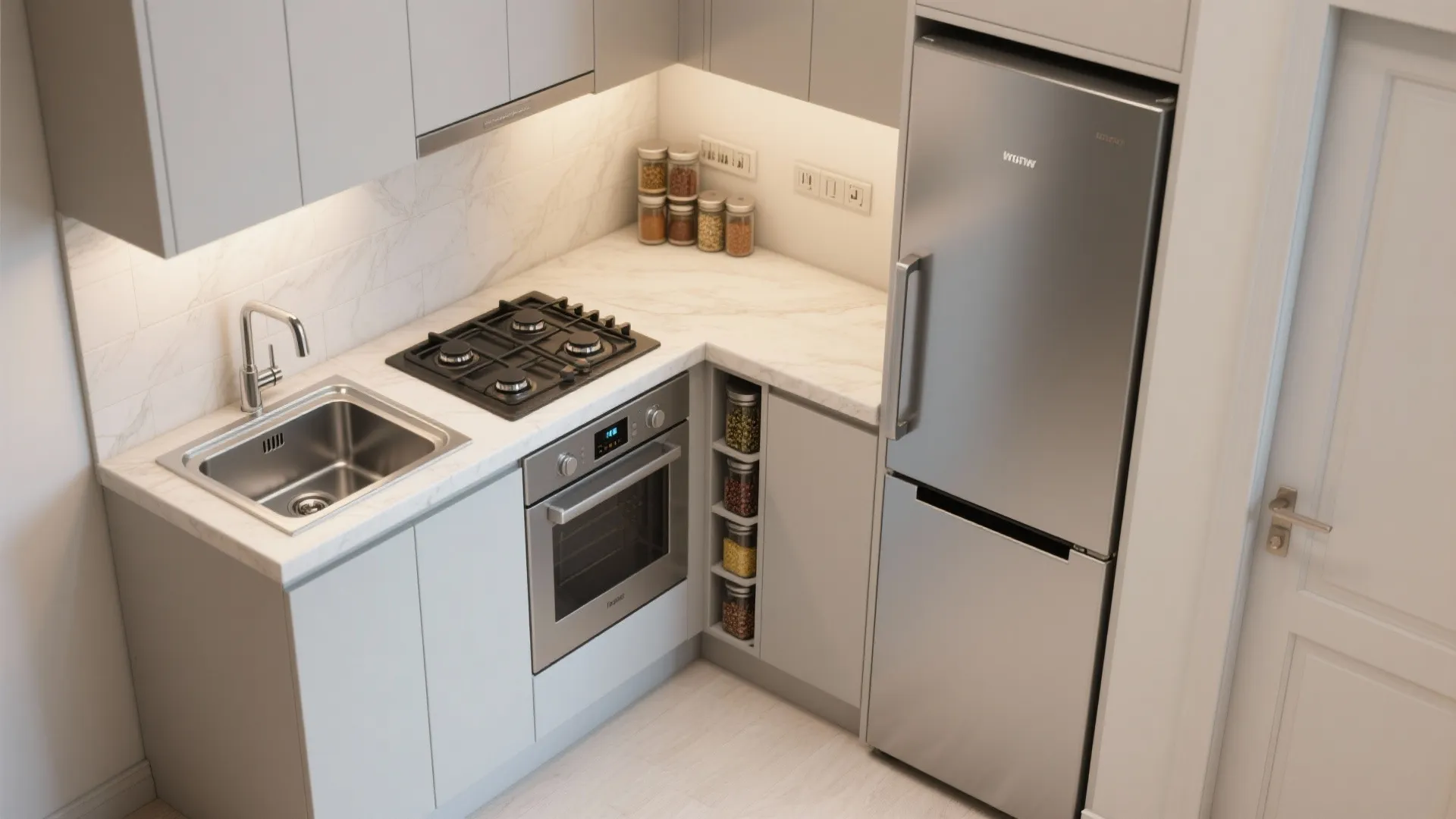 Compact L-Shaped Layout That Prioritizes Workflow