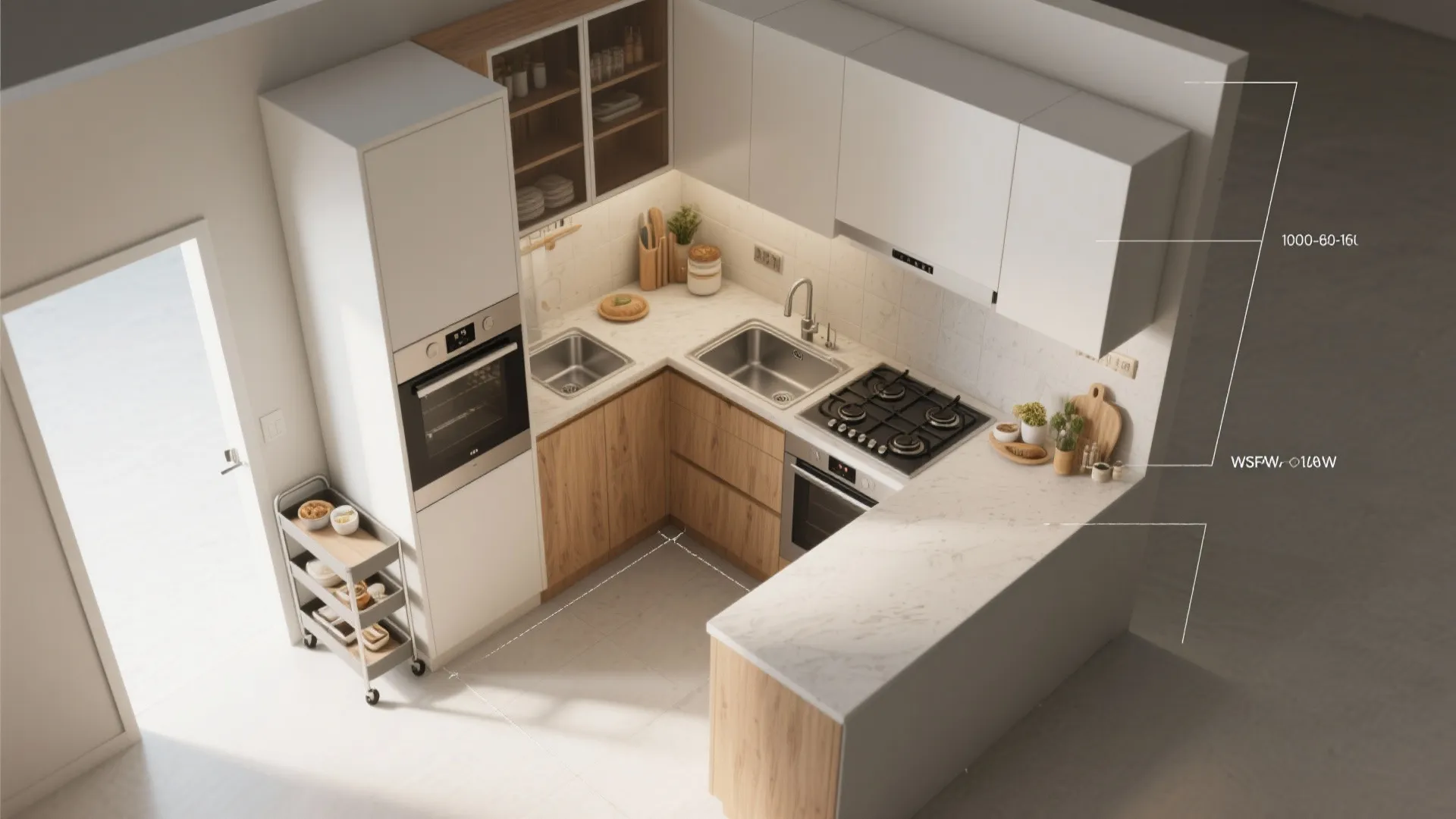 L-Shaped Small Kitchen Layout for Flow