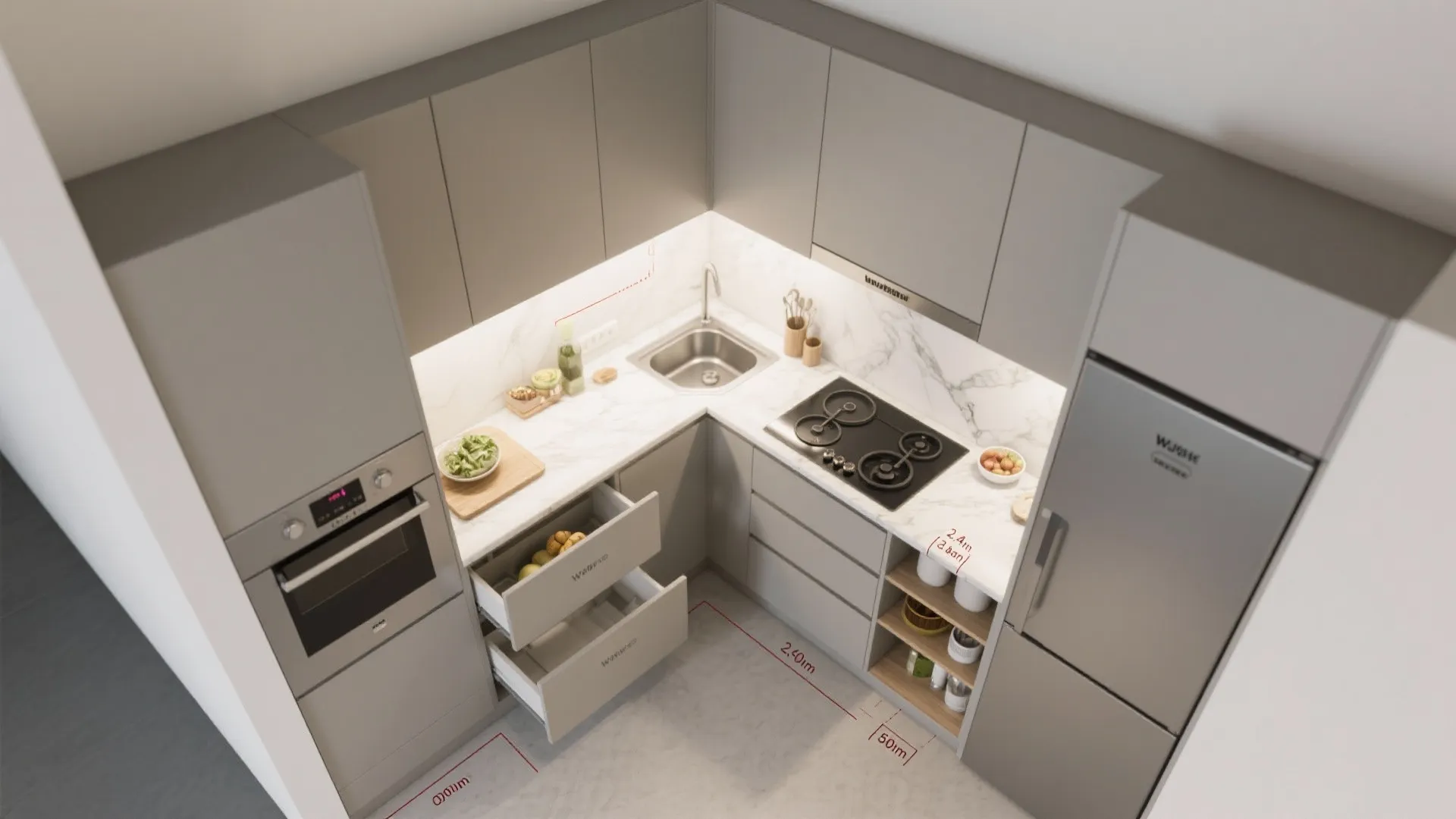 L-Shaped Layout to Free Counter Space