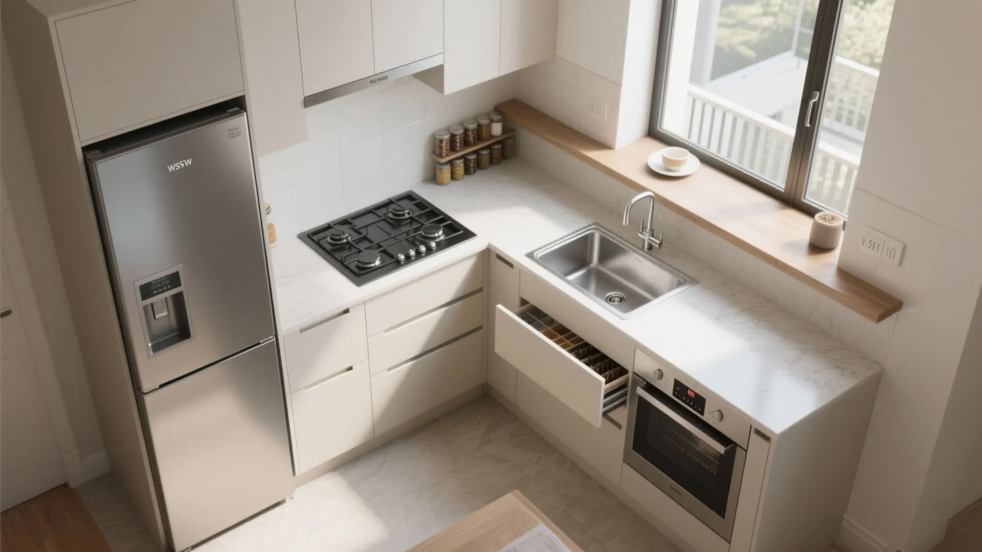 L-Shaped Layout to Maximize Counter Space