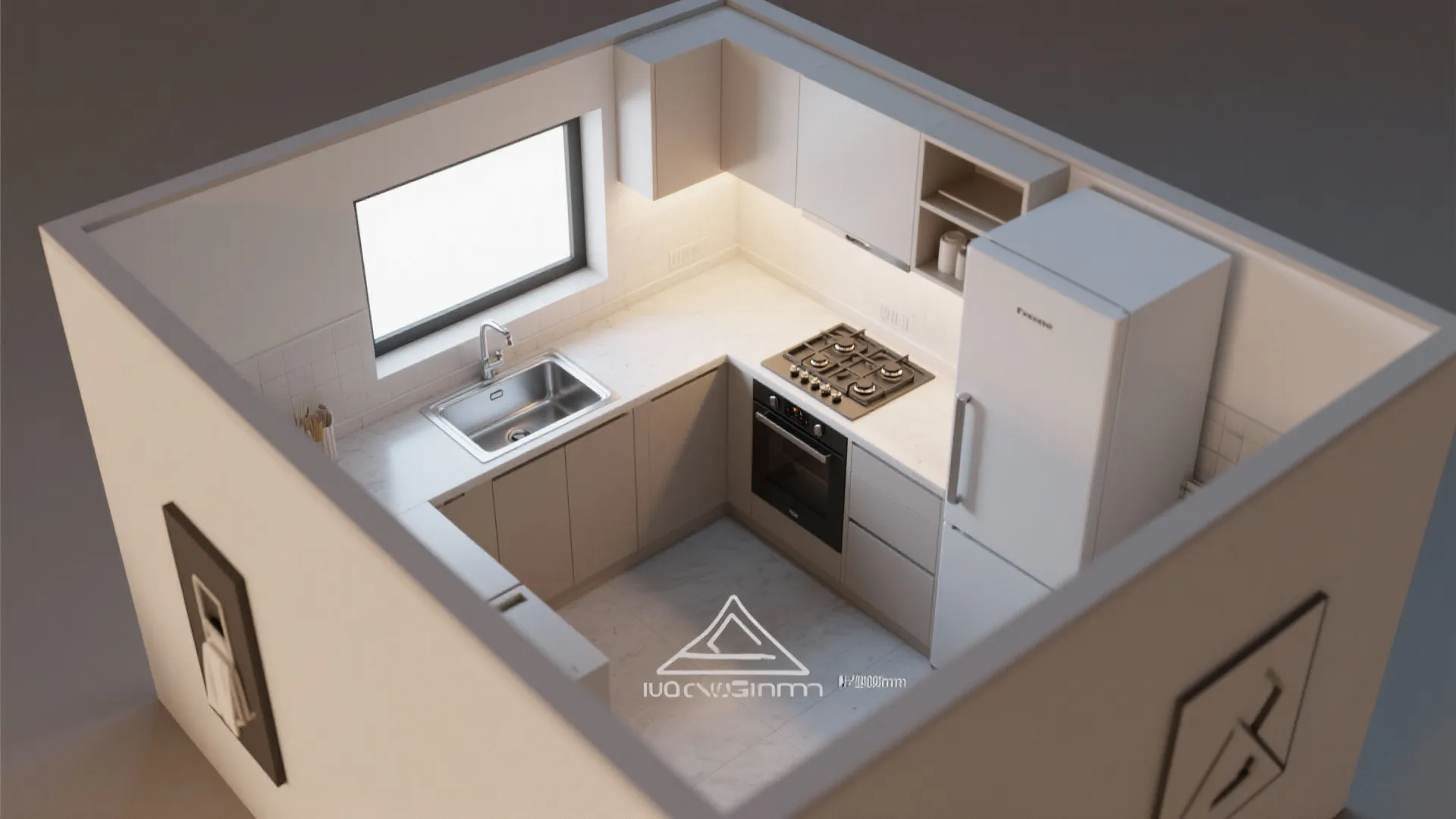 L-shaped layout for more counter space