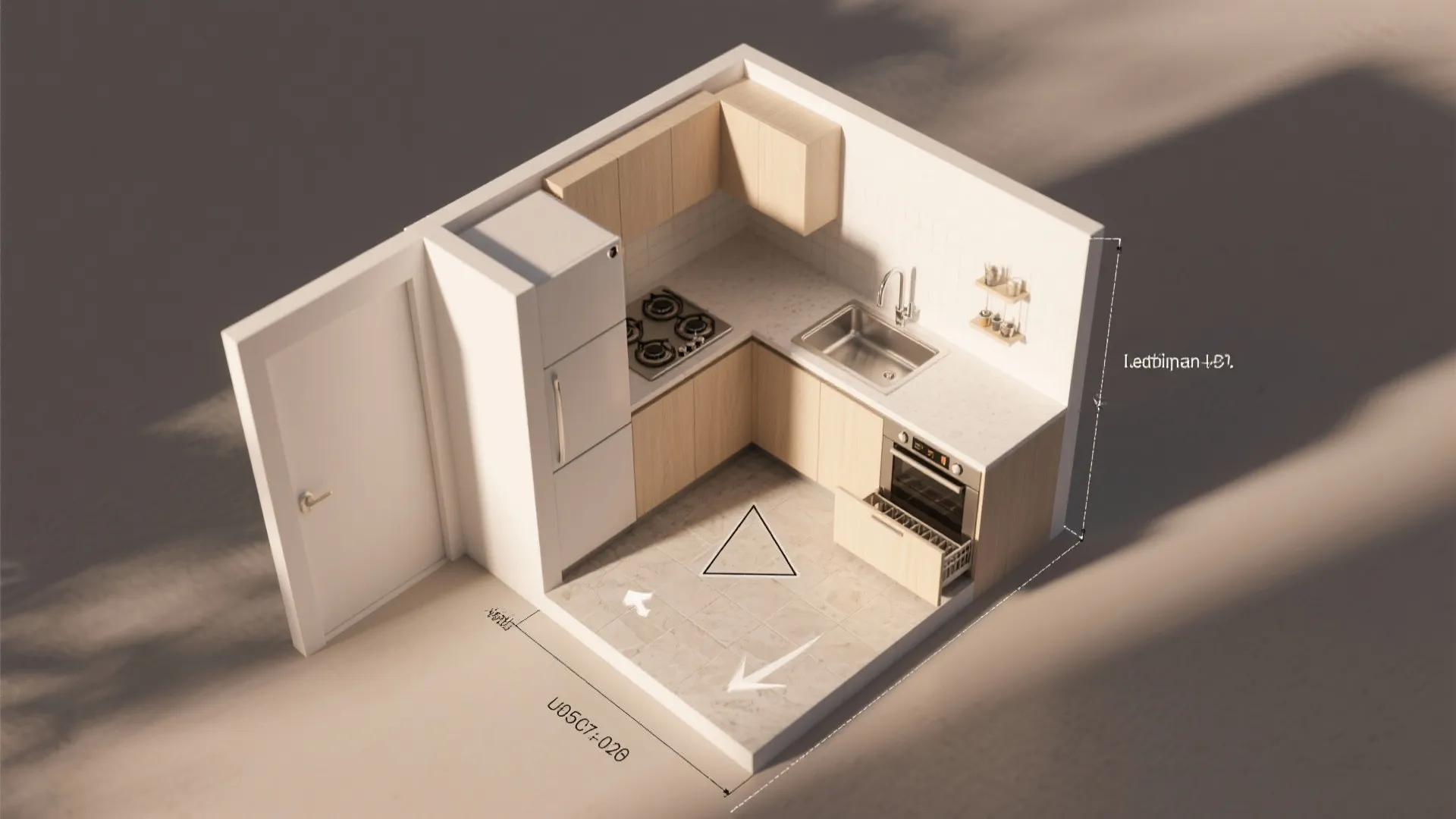 L-Shaped Small Kitchen Near a Rated Partition