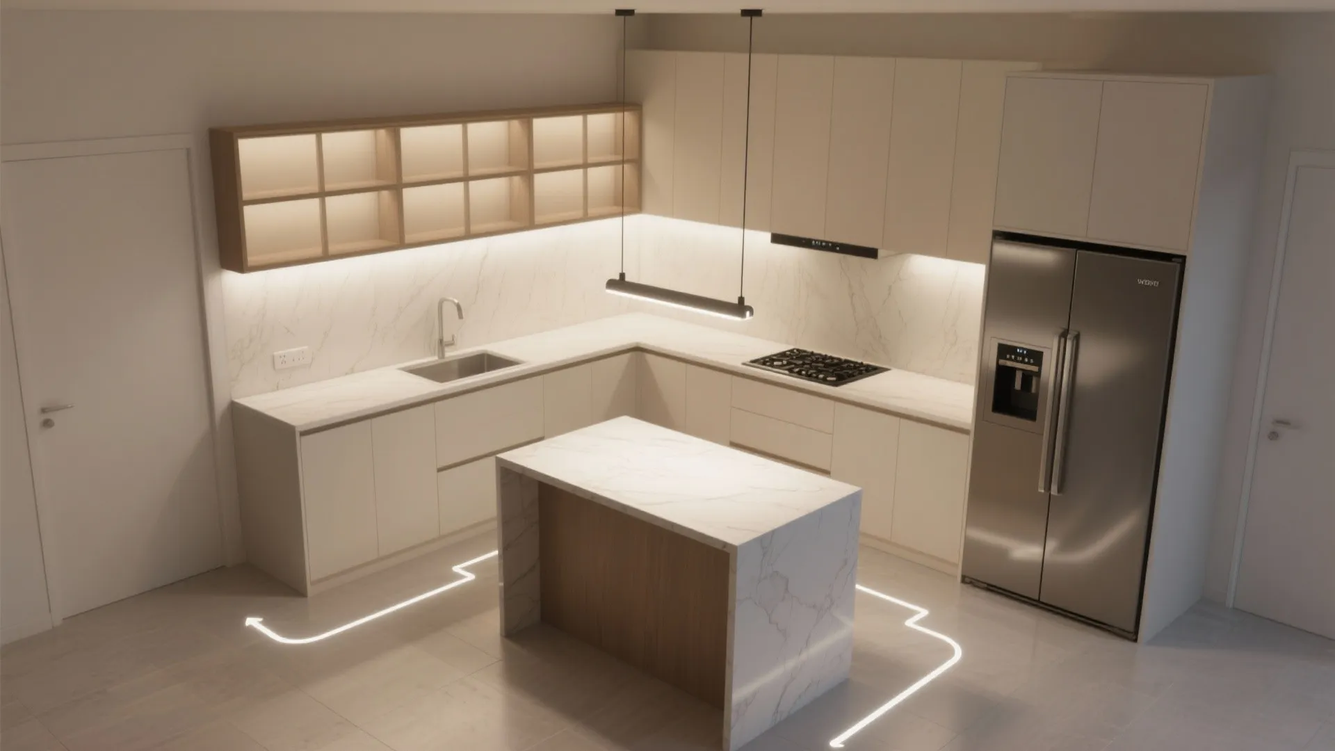 L-Shaped Layouts with Layered Lighting